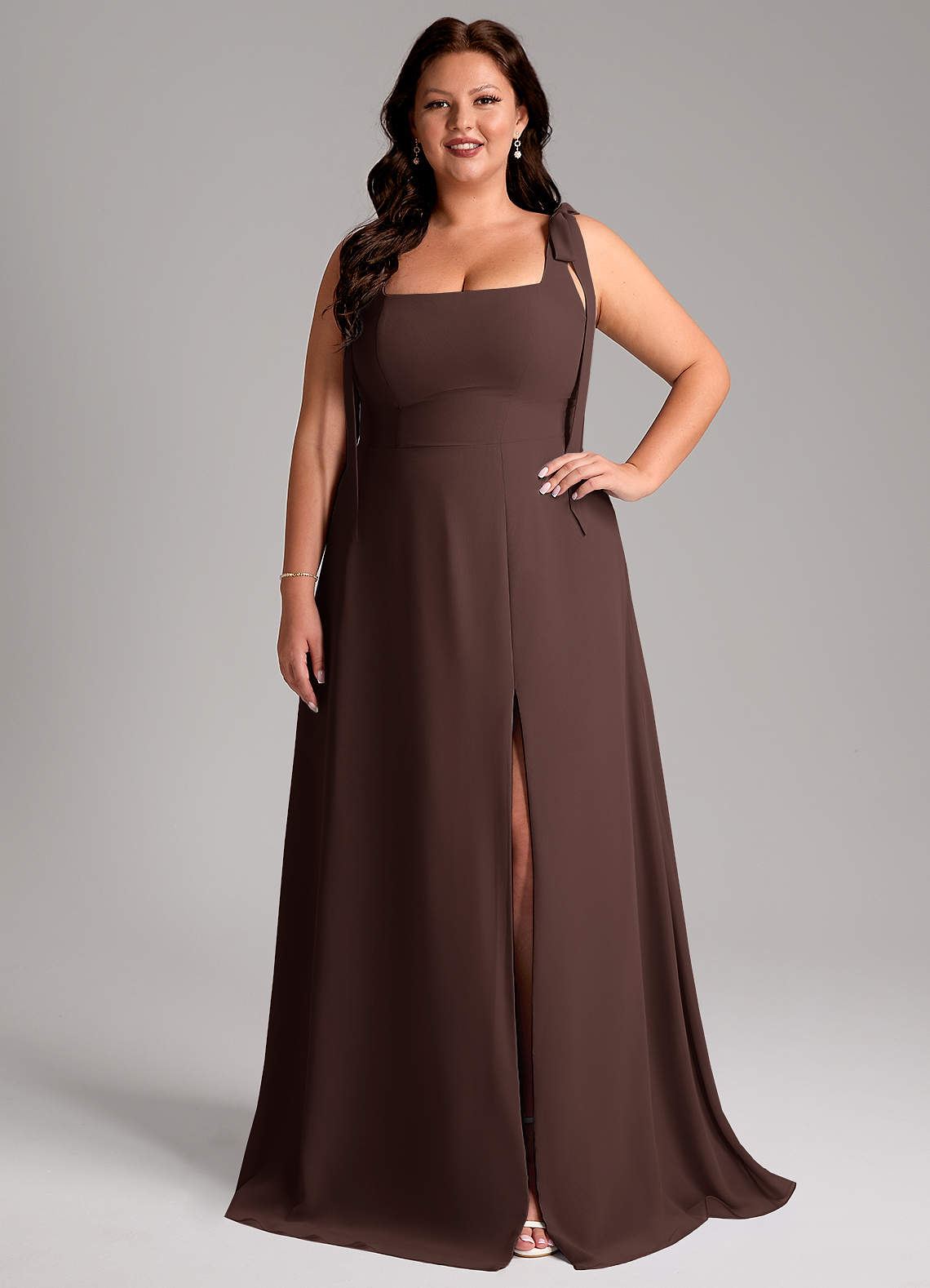 size 26 bridesmaid dresses pretty RUBY|Plus Size Convertible Lace-Up Chiffon Bridesmaid Dress main image 0