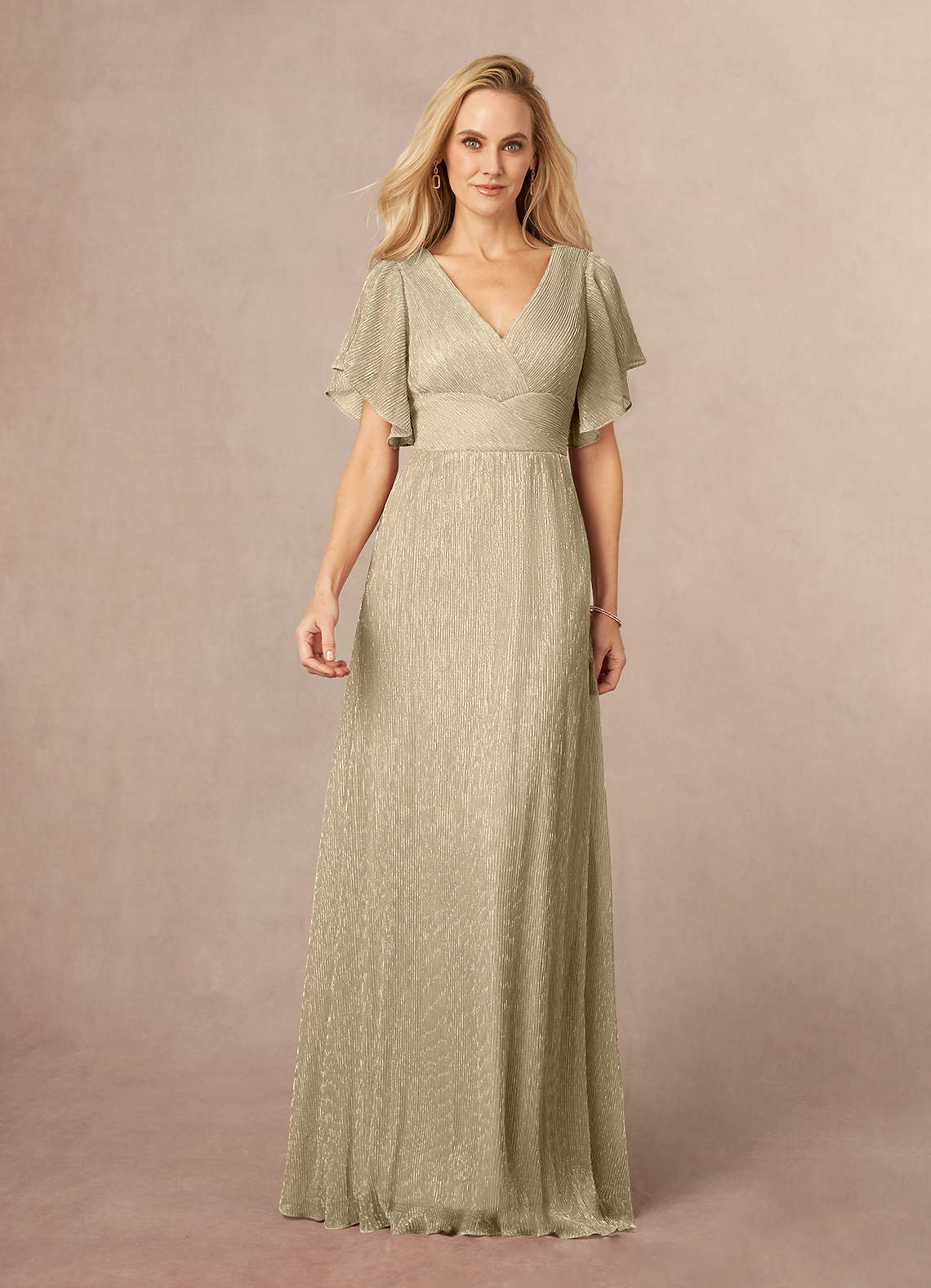 knee length dresses for ladies Alette Maxi Dress Flutter Sleeves – Ivory Bridal & Wedding Dress