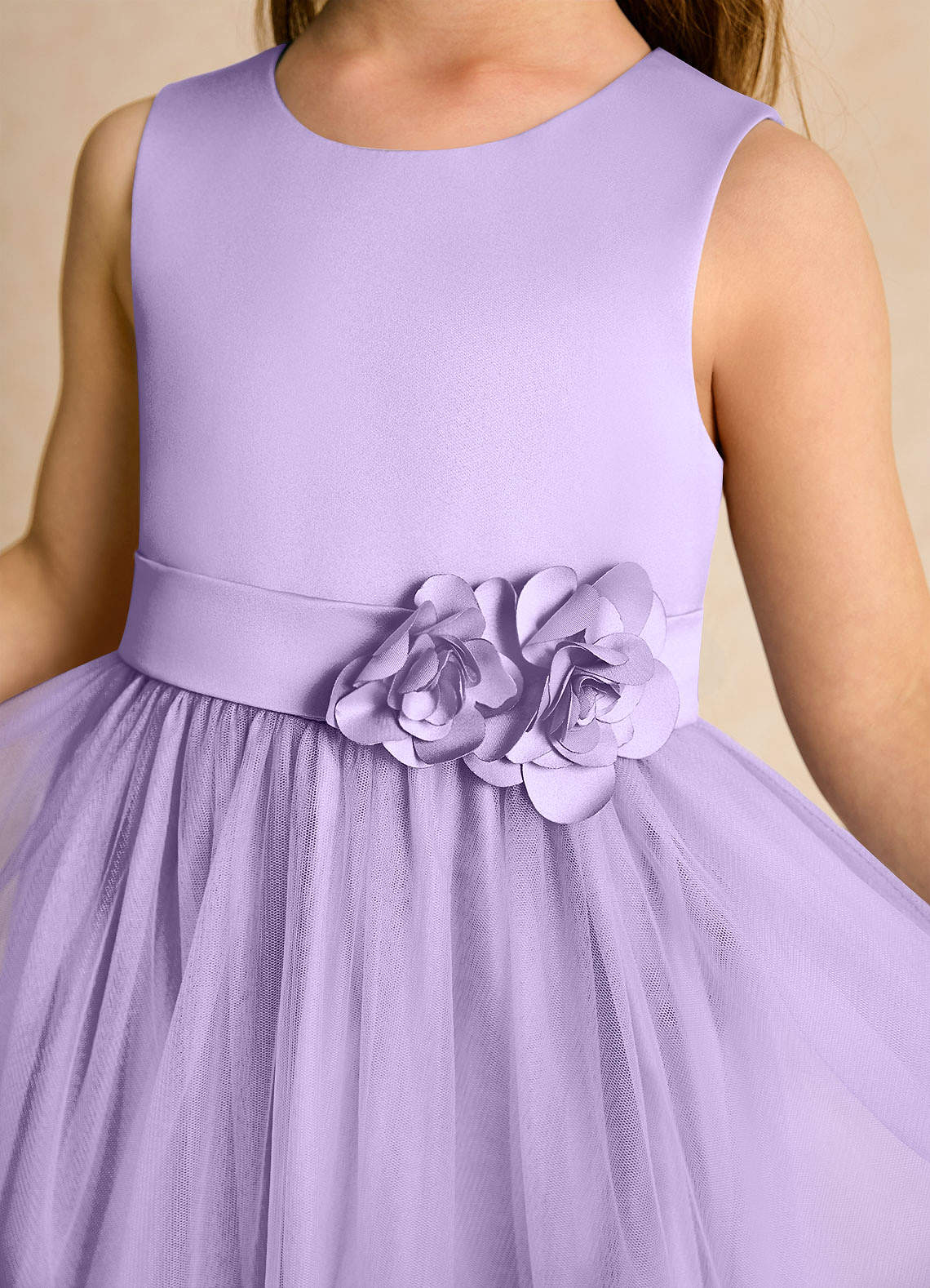 Azazie Miracle vestidos de niña de las flores Vestido de Lila de Satin Mate de Corte En A con Lazo image5