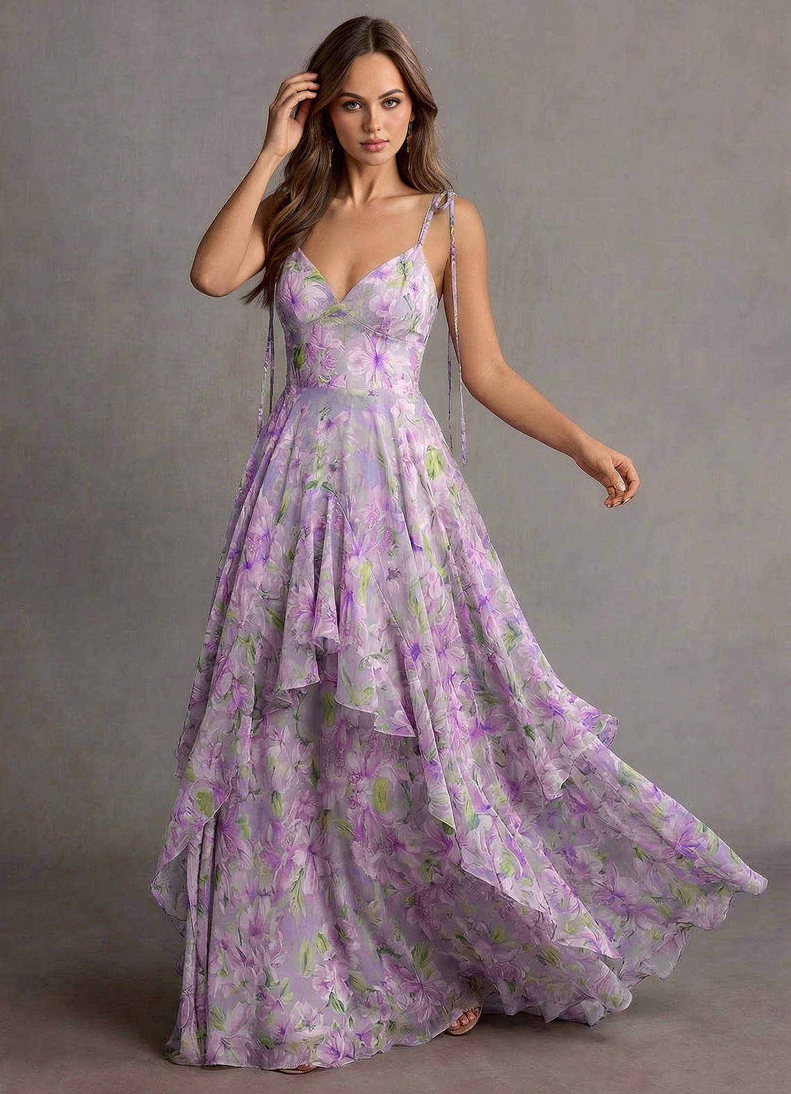 knee length dresses for ladies Harmony Sage Floral Maxi Dress Large main image 1