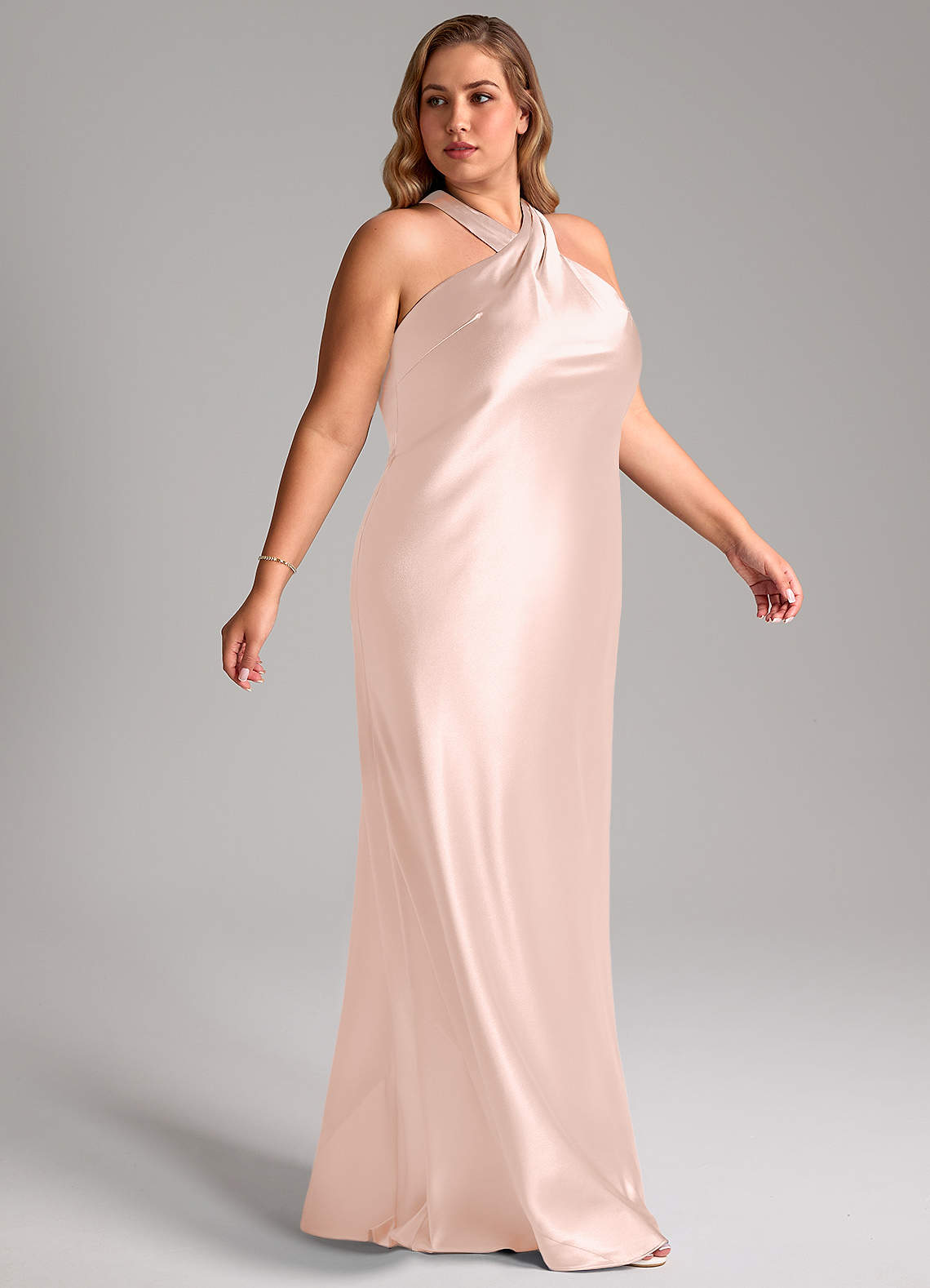 Azazie Doretta Rose Gold Metallic Satin Bridesmaid Dresses | Azazie Azazie Doretta Rose Gold Metallic Satin Bridesmaid Dresses | Azazie