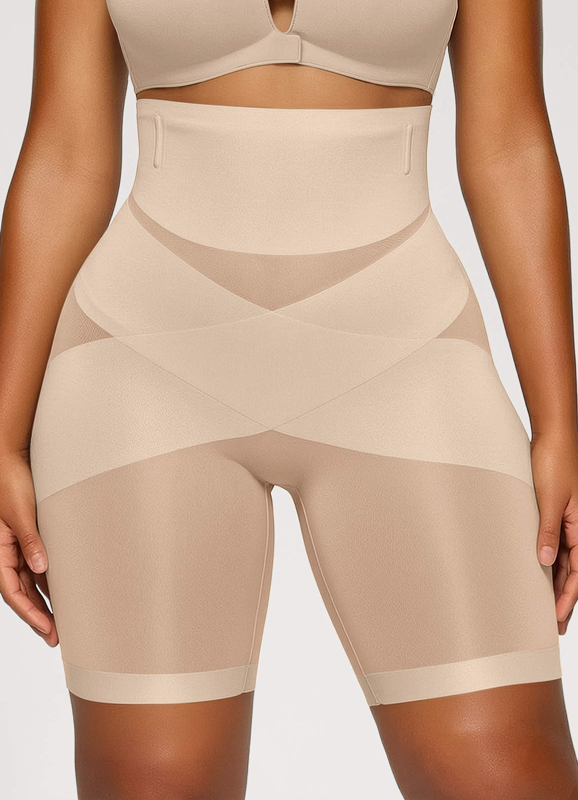 front Wide X-Shaped Tummy Control Ultra-Thin Shapewear Shorts