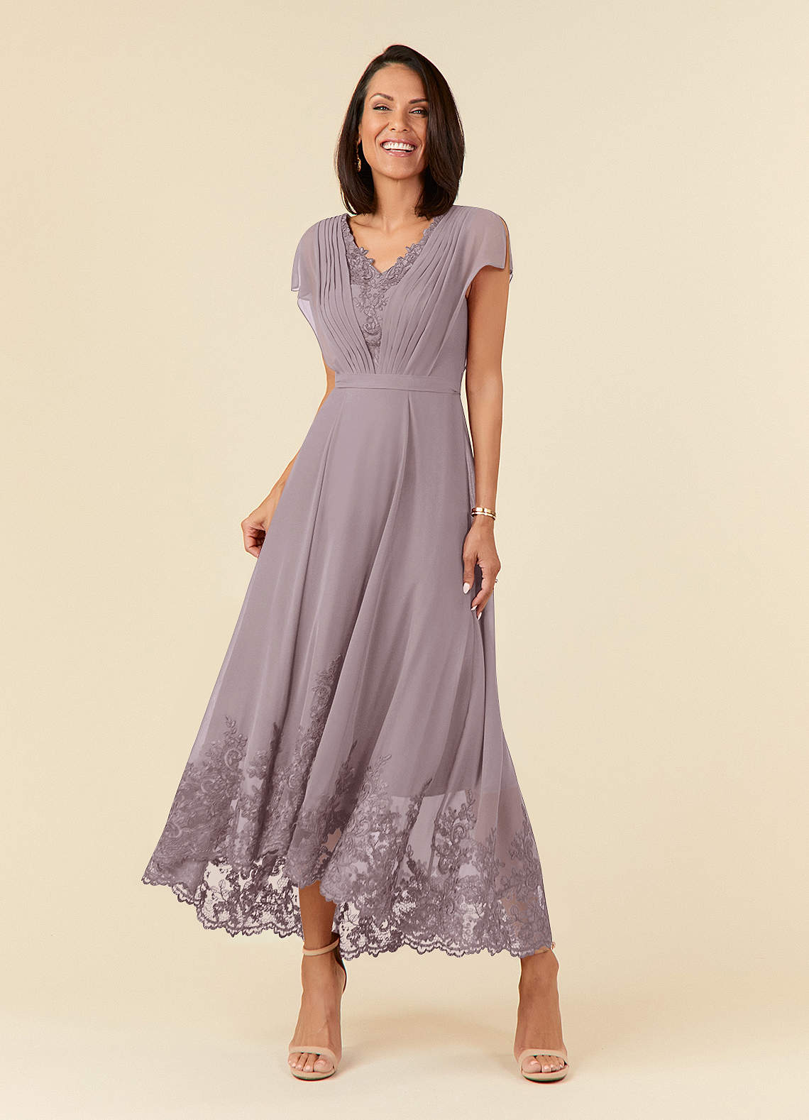 Azazie Palana Mother of the Bride Dresses Dusk A-Line Lace Chiffon Dress image1