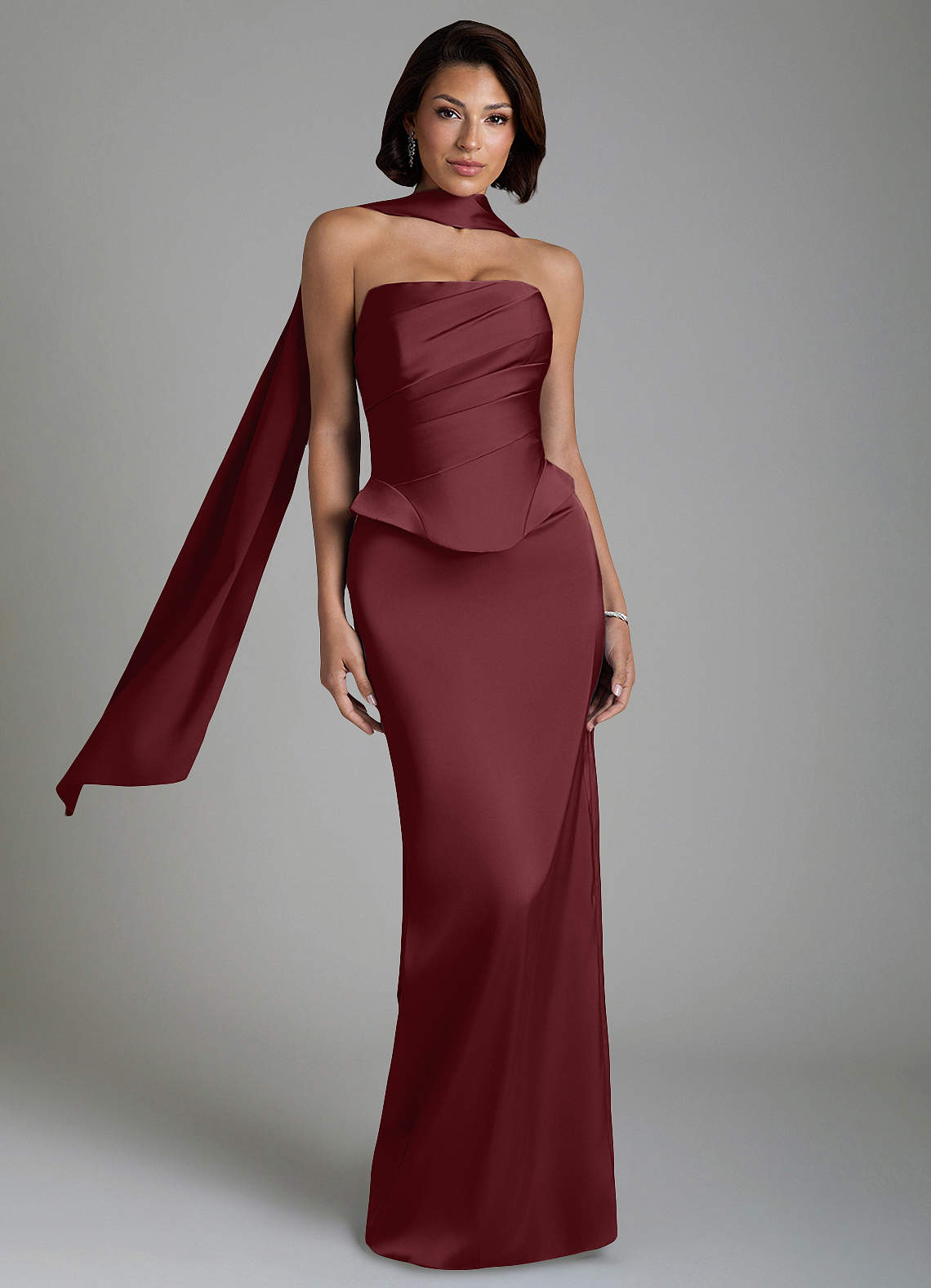satin cabernet bridesmaid dress Azazie Harlow The_Colour_Beige Boho Long Kaftan Dress Color:Cement Shantung Soft Satin Color