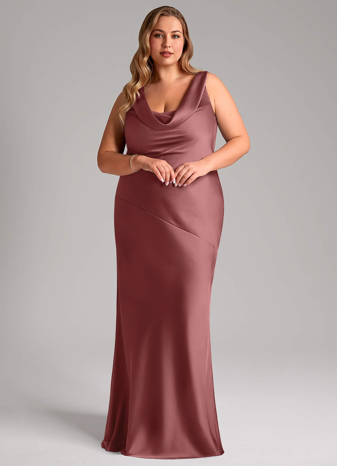 Azazie Rylina Bridesmaid Dresses Amethyst Mermaid Stretch Satin Dress image8