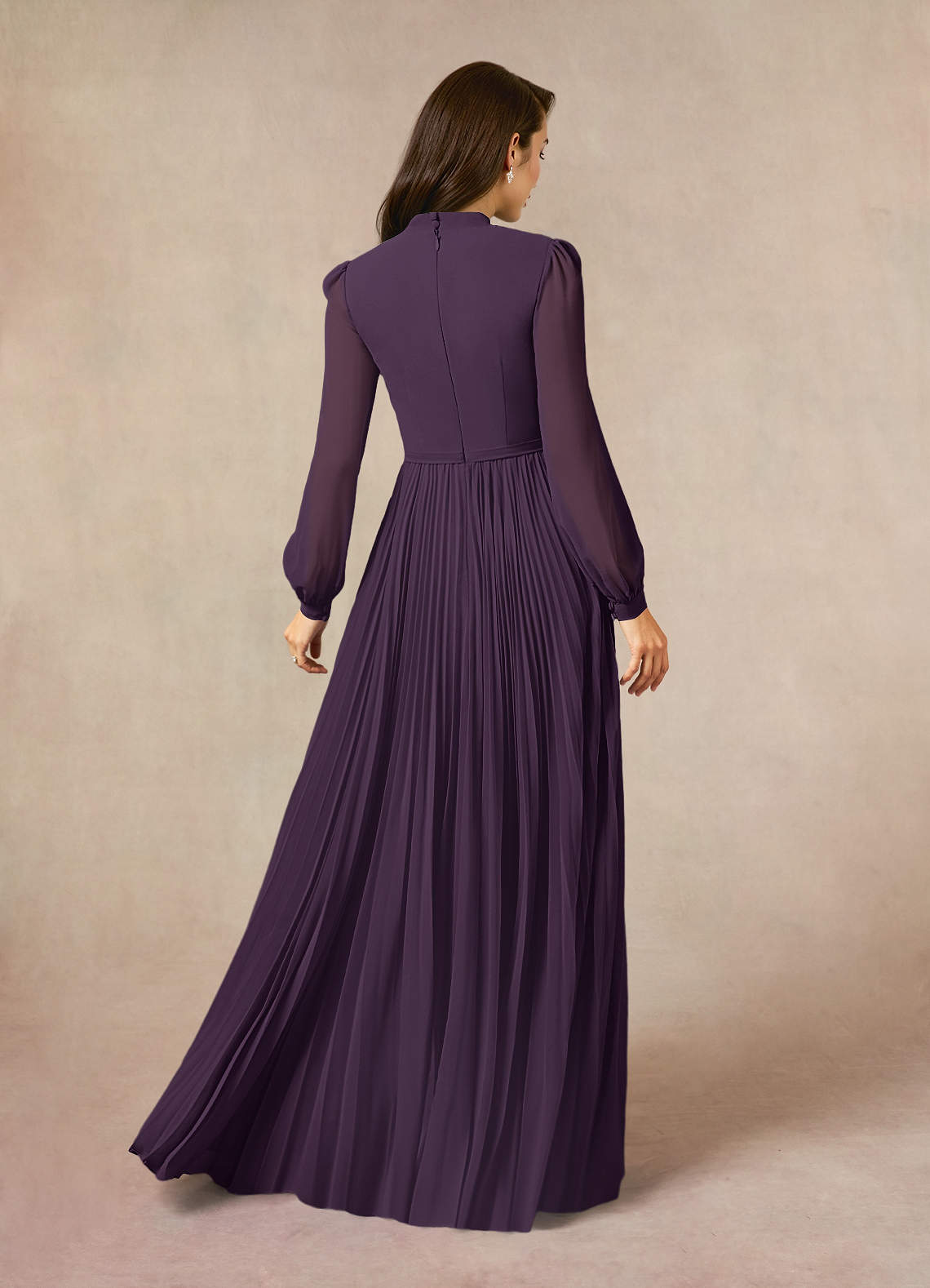 slim fit dress slacks Long V-Neck Pleated Chiffon Dress by Elizabeth KGL2609 main image 0