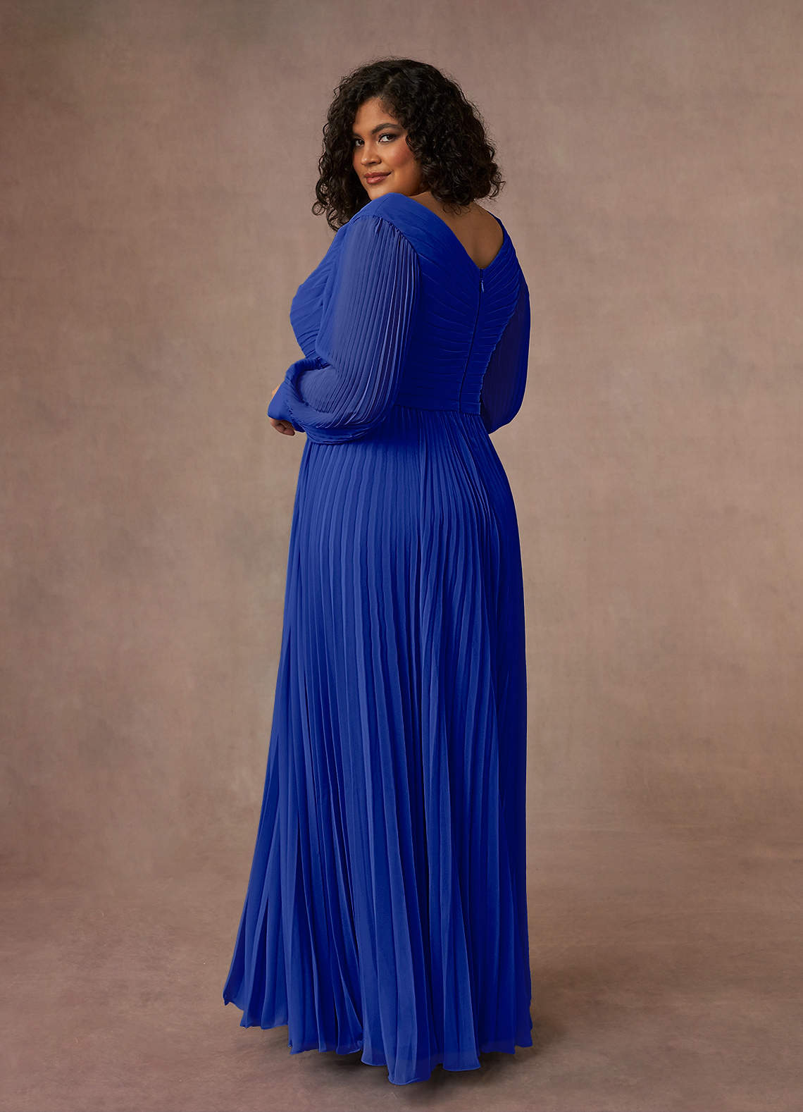 Azazie Zina Mother of the Bride Dresses Royal Blue A-Line Pleated Chiffon Dress image9