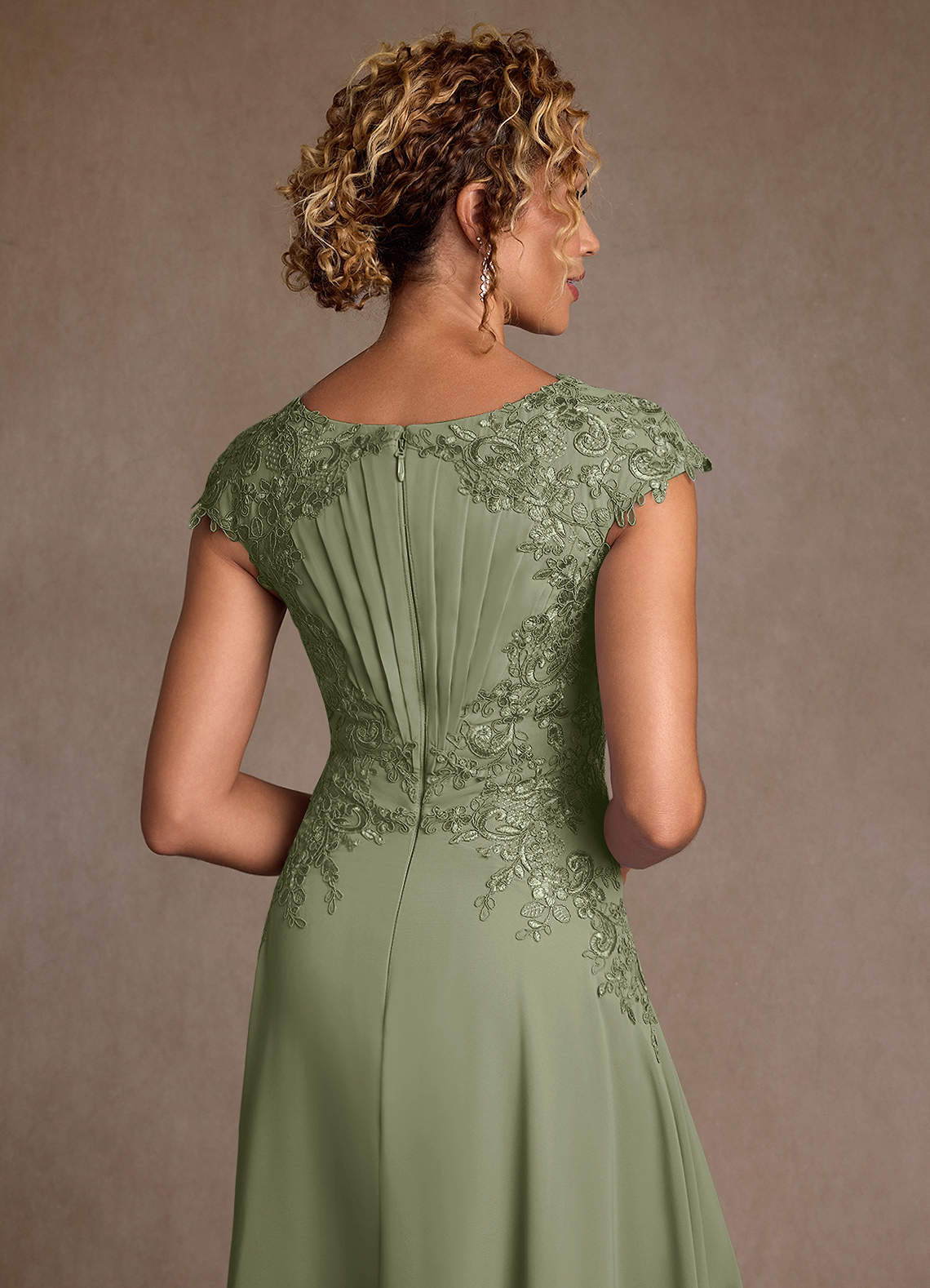 Azazie Crista Kleider für die Brautmutter A-Linie Spitze Chiffon Kleid Pistazie image5
