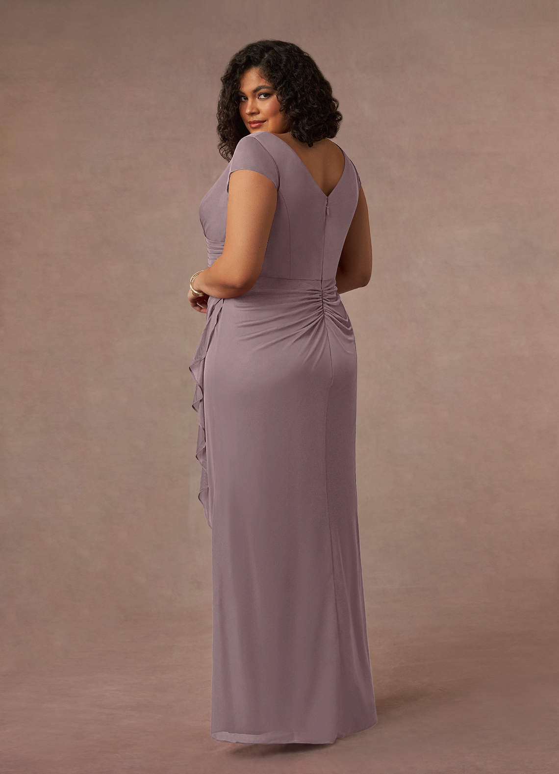 Azazie Roya Mother of the Bride Dresses Dusk Mermaid V-Neck Pleated Mesh Dress image8
