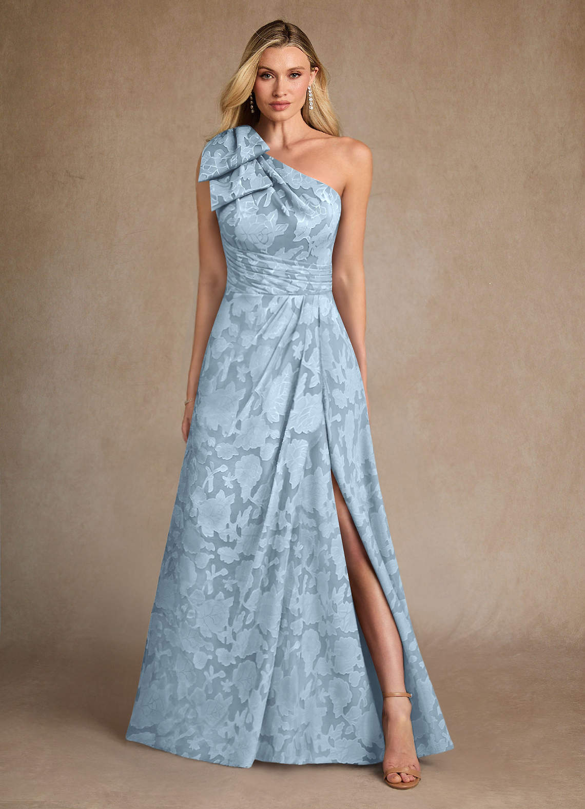 Azazie Easton Moeder van de bruid jurken Baljurk Jurk van Bloemen Burn-out One-Shoulder Hemelsblauw image1