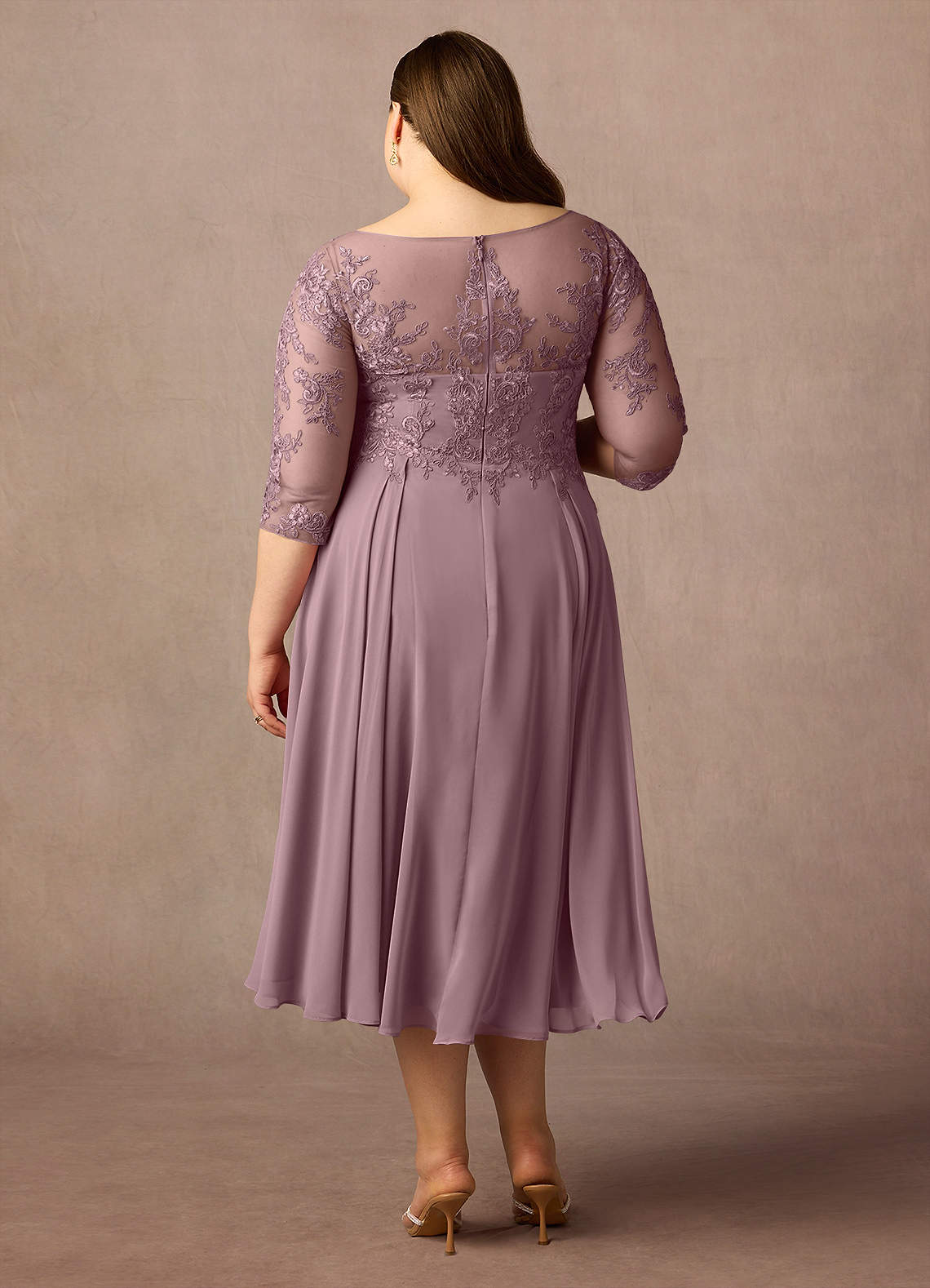 Azazie Marge Mother of the Bride Dresses Dusty Rose A-Line Scoop Lace Chiffon Dress image6