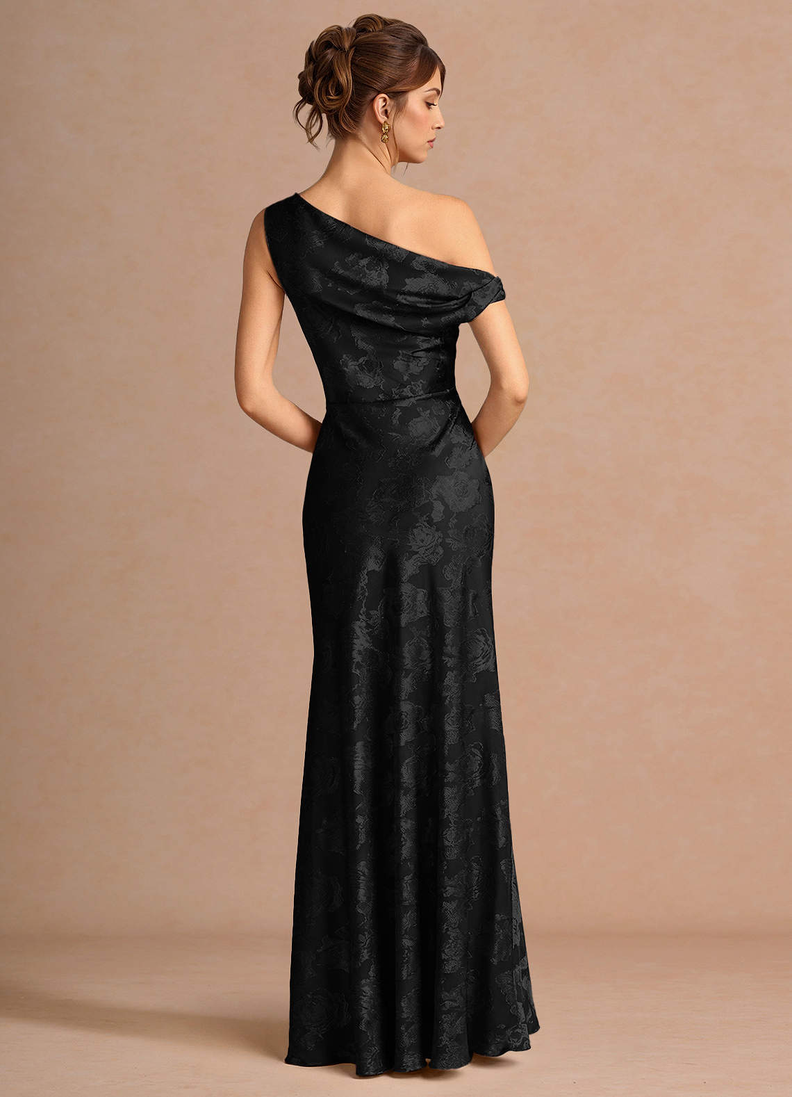 black woven asymmetric pleated maxi dress Yvette Slip Maxi Dress With Asymmetrical Hem - Black