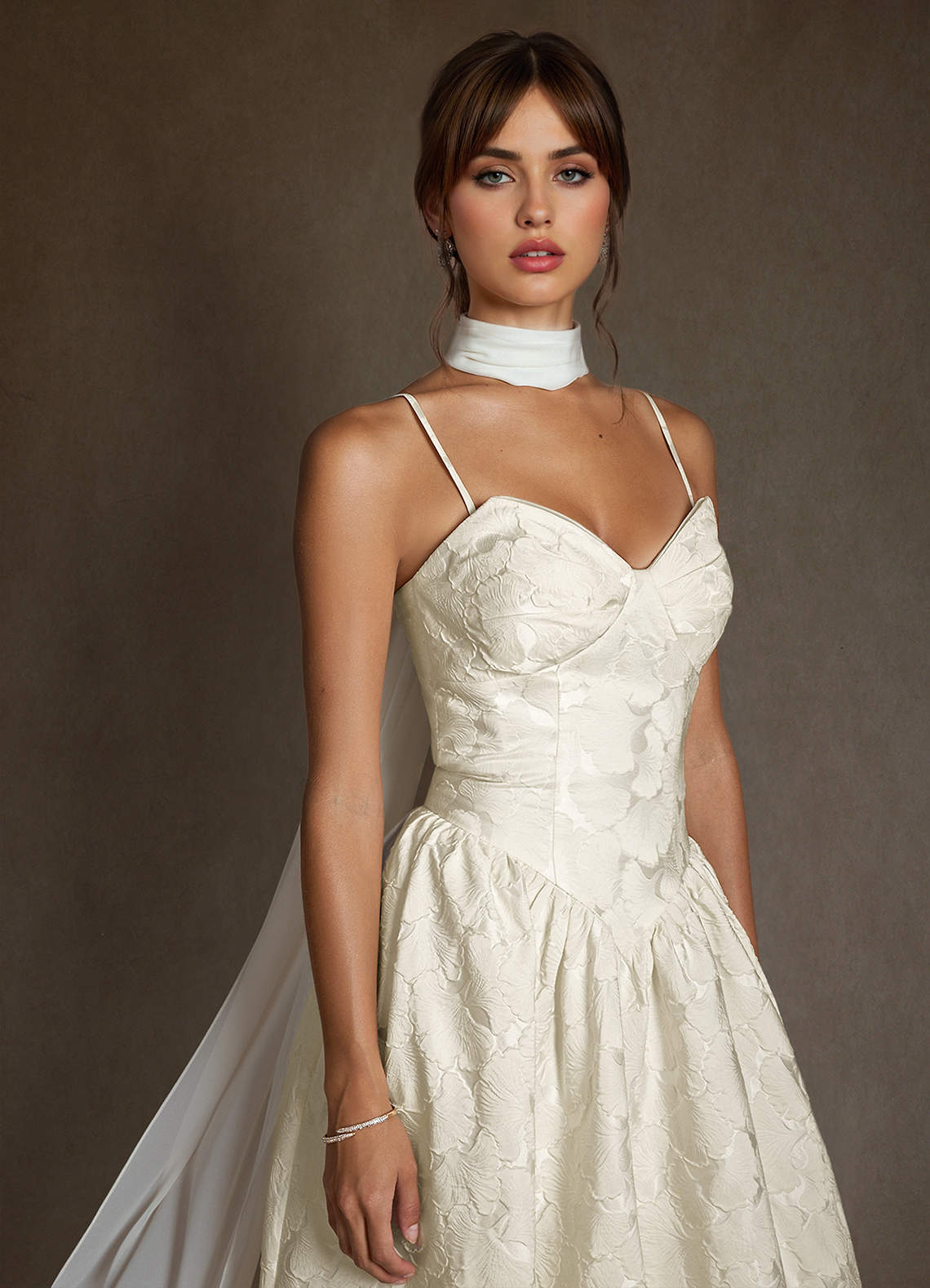 Azazie Devam Cream A-Line Strapless Floral Jacquard Dress | Azazie CA