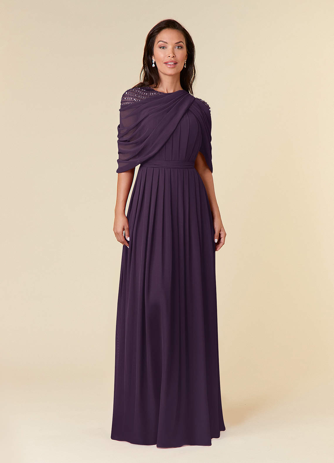 Azazie Olena Mother of the Bride Dresses Plum A-Line Sequins Chiffon Dress image1