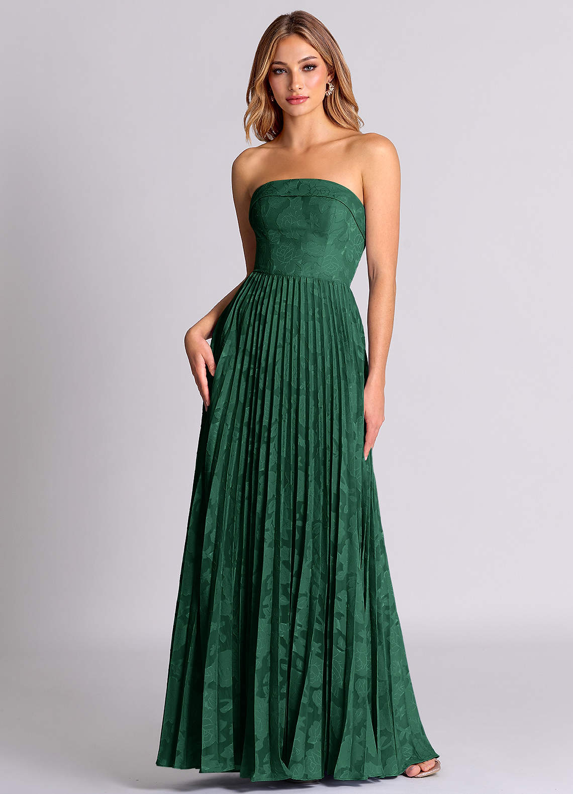 dark green strapless maxi dress ZAPAKA Women Sparkly Dark Green Mermaid Long Prom Dress Strapless Beaded Corset Satin Evening Dress with Slit, Dark Green / US8 main image 1