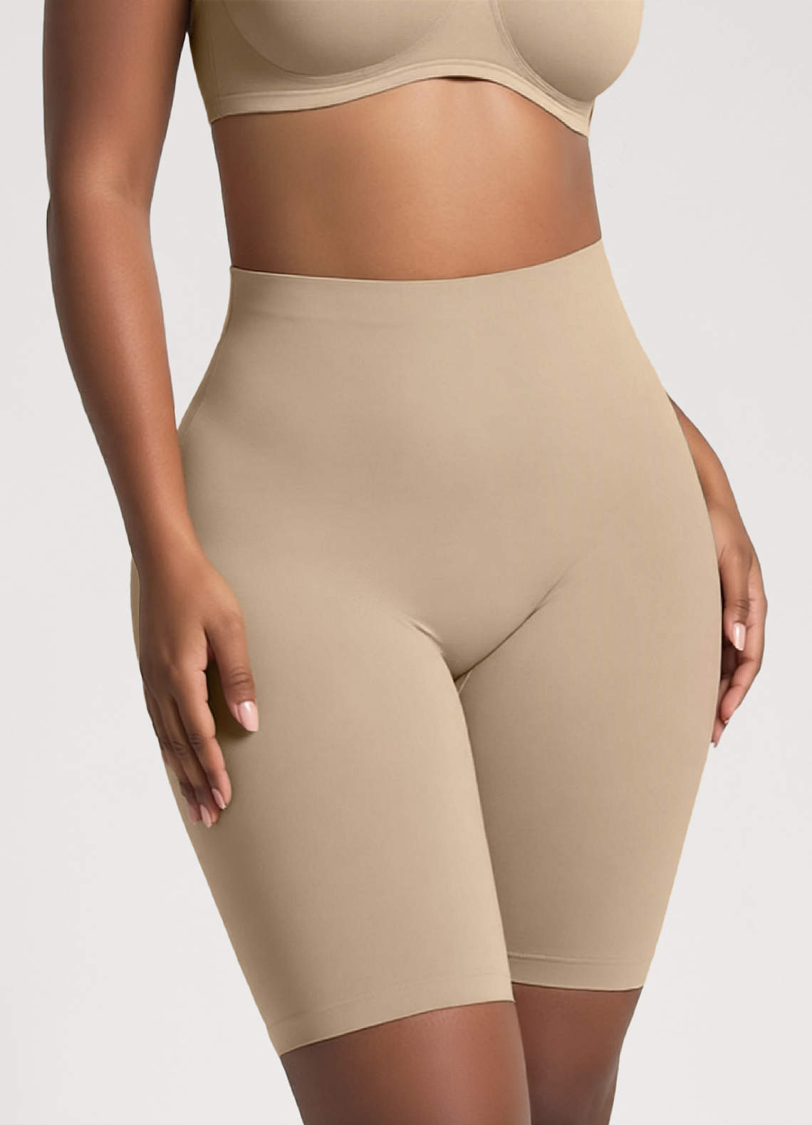 front Buttery-Soft Seamless High-Waist Tummy-Control Shapewear Shorts (Low-Cut Back)