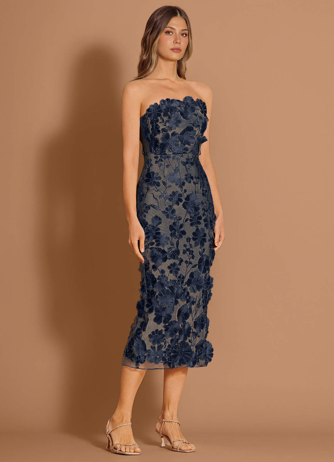 Della Navy Midi Dress | Azazie