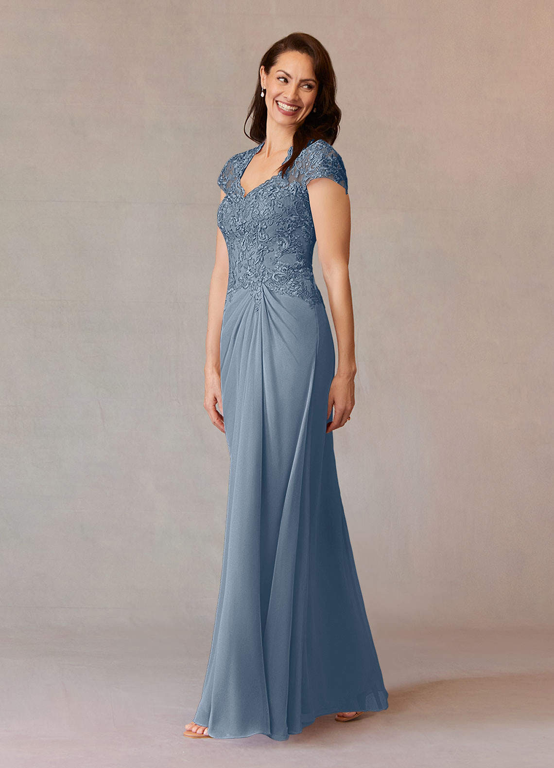 Azazie Junie Vestidos para mãe da noiva Vestido Crepúsculo de Chiffon de Linha A com Renda image2