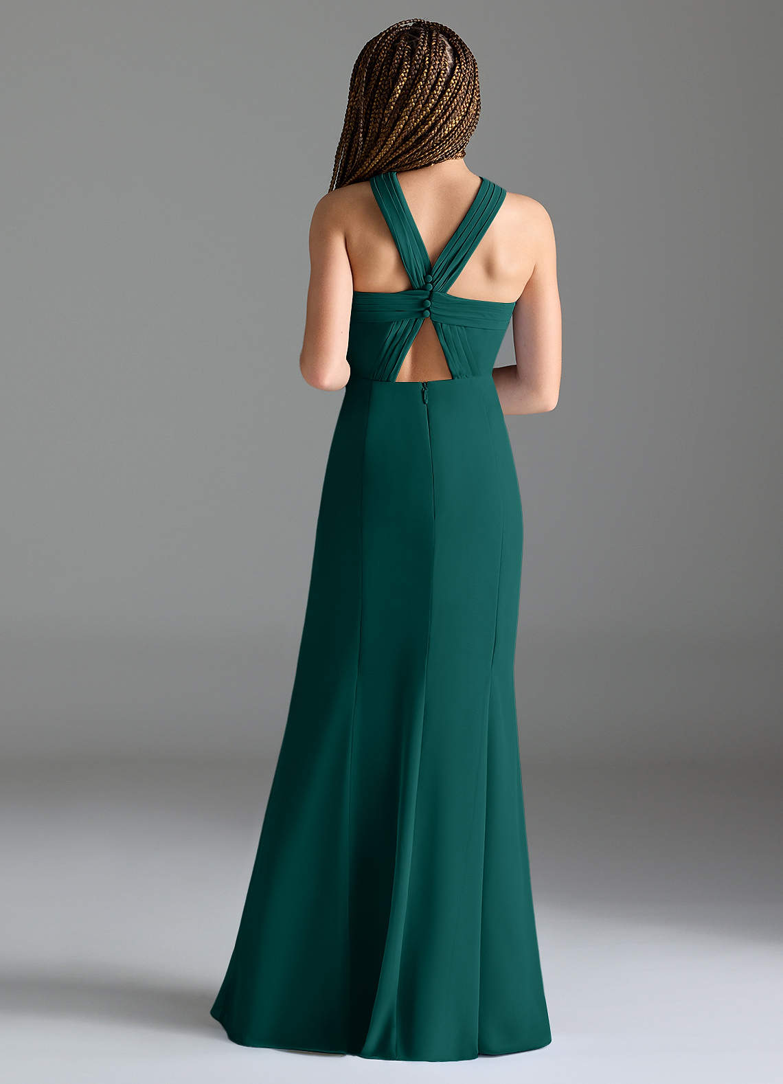 Azazie Rue Junior Peacock Mermaid Side Slit Chiffon Dress image1