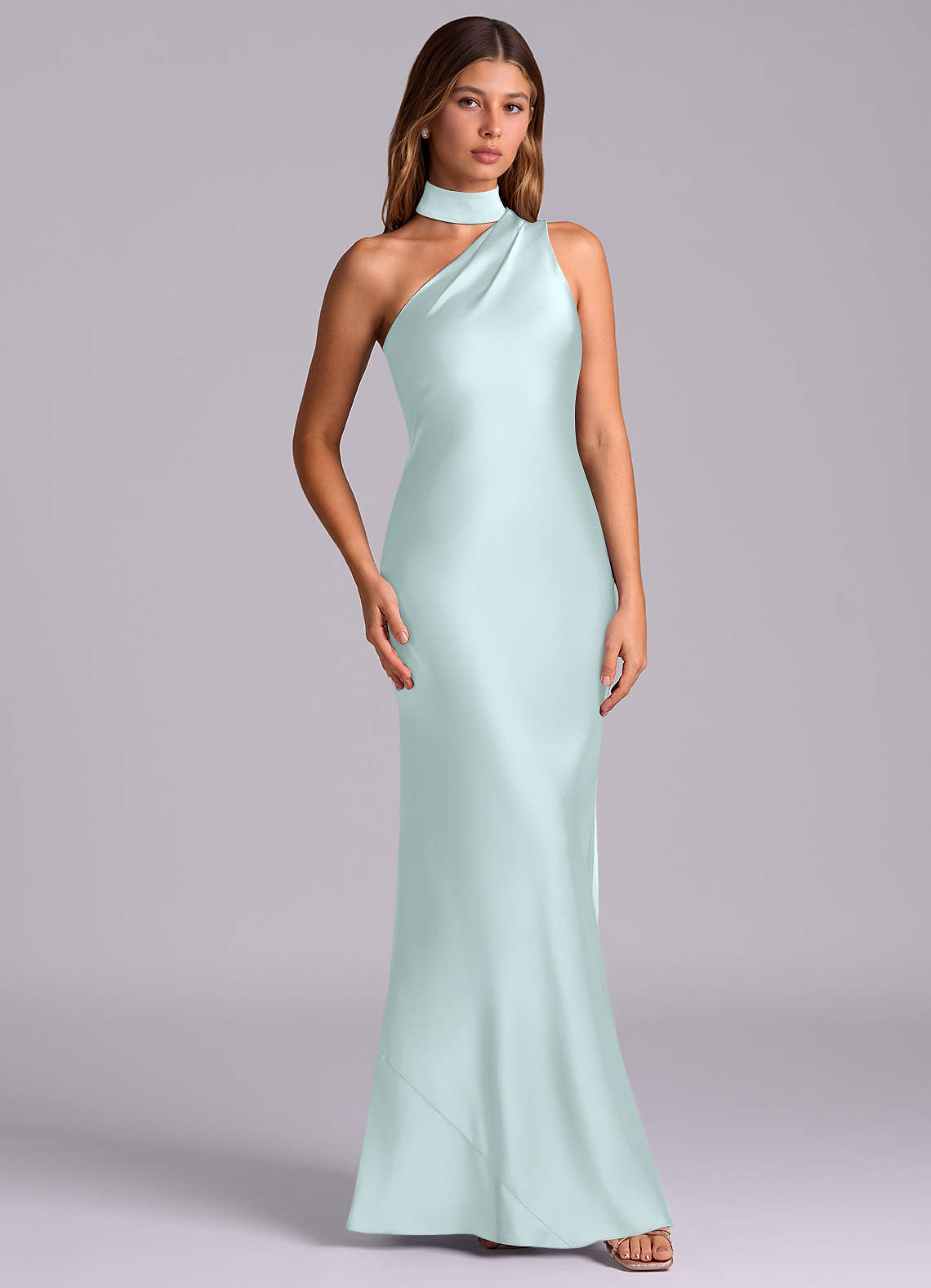 slim fit dress slacks Camila Satin Dress in Sea Green – Dress911 main image 0