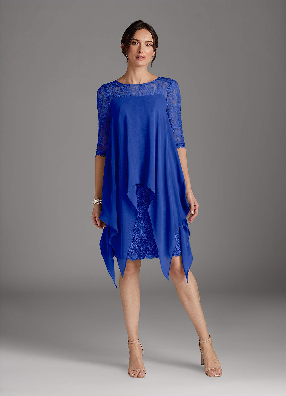 Azazie Flo Mother of the Bride Dresses Royal Blue A-Line Lace Chiffon Dress image1