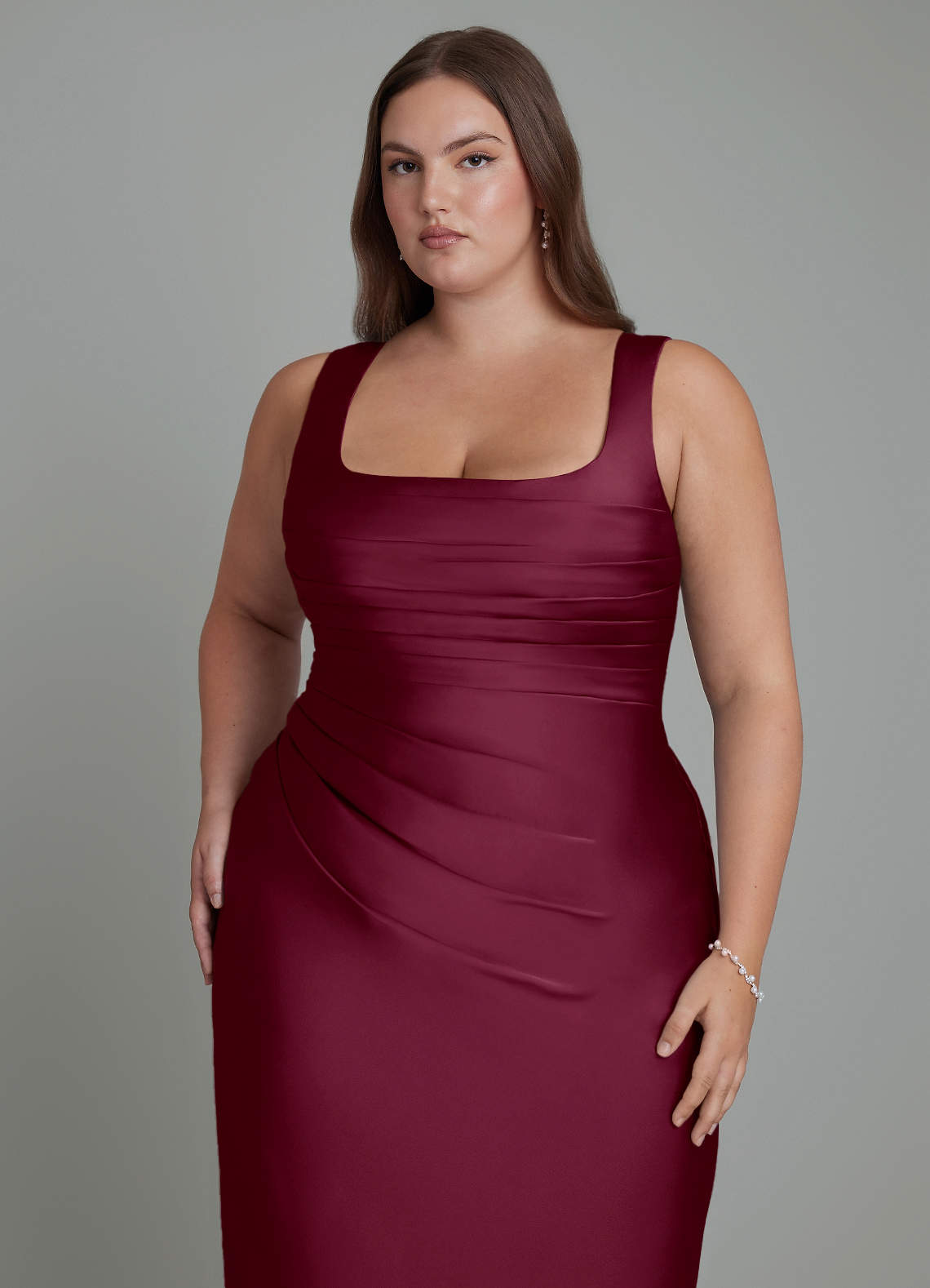 Azazie Agustina Bridesmaid Dresses Mulberry Mermaid Corset Stretch Satin Dress image11