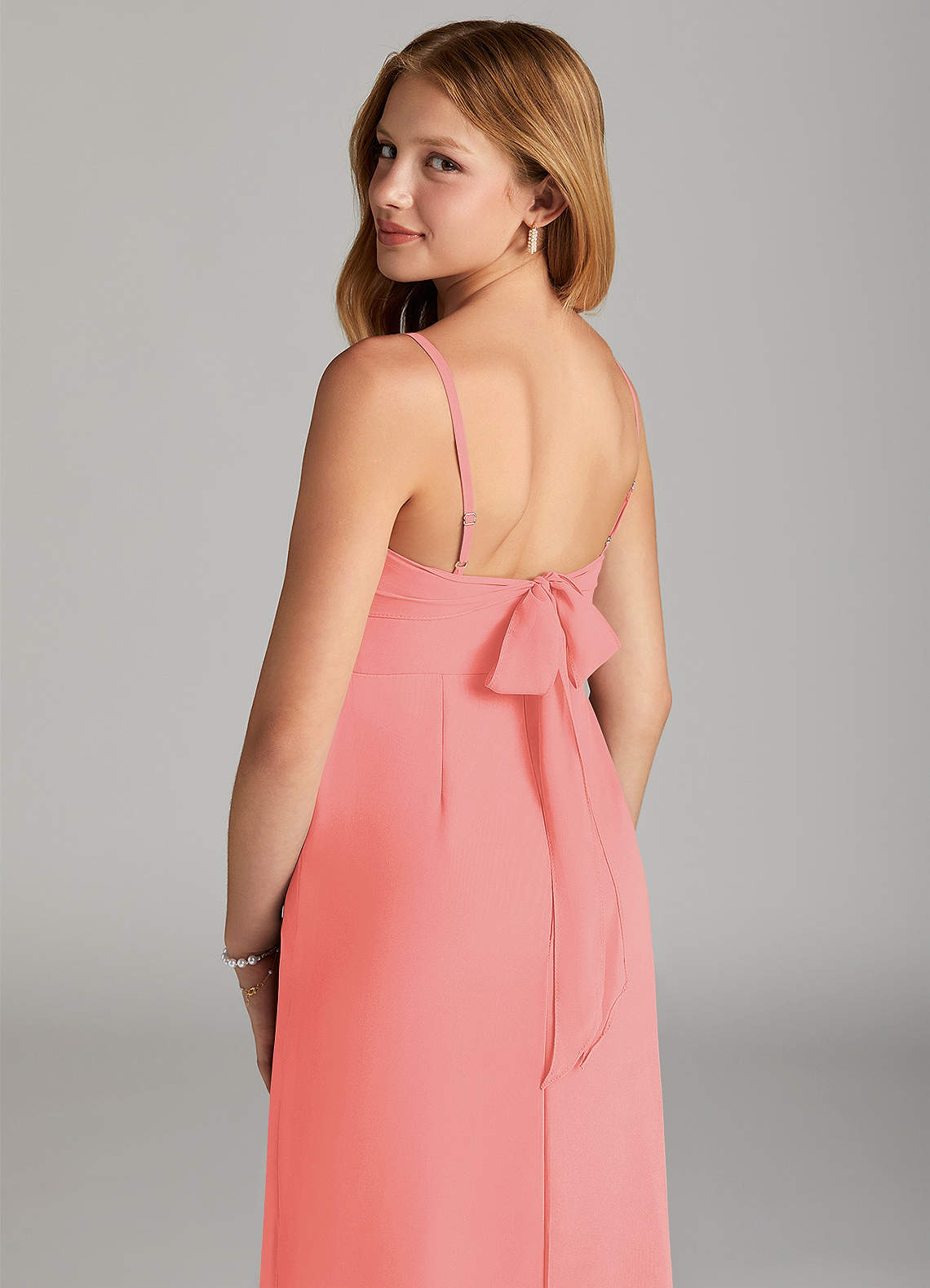 Azazie Mai Junior Vestido Coral de Chiffon de Bainha com Plissado image5