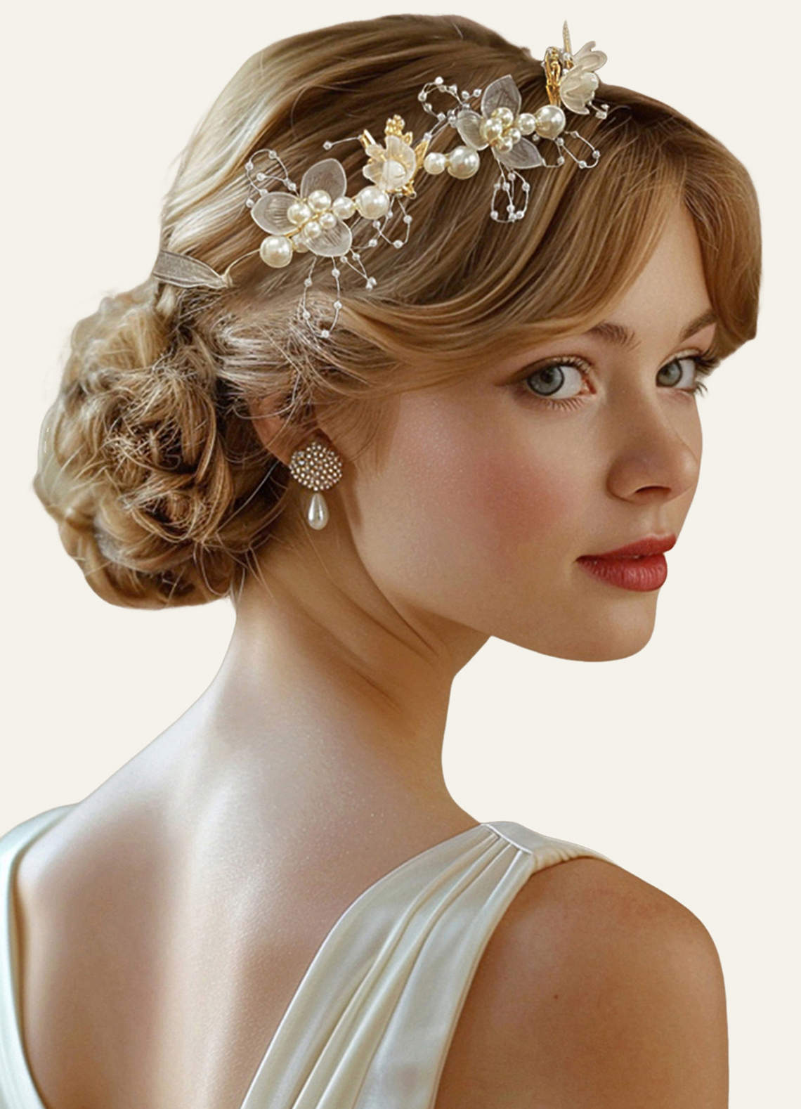 front Princess Style Floral Pearl Head Crown