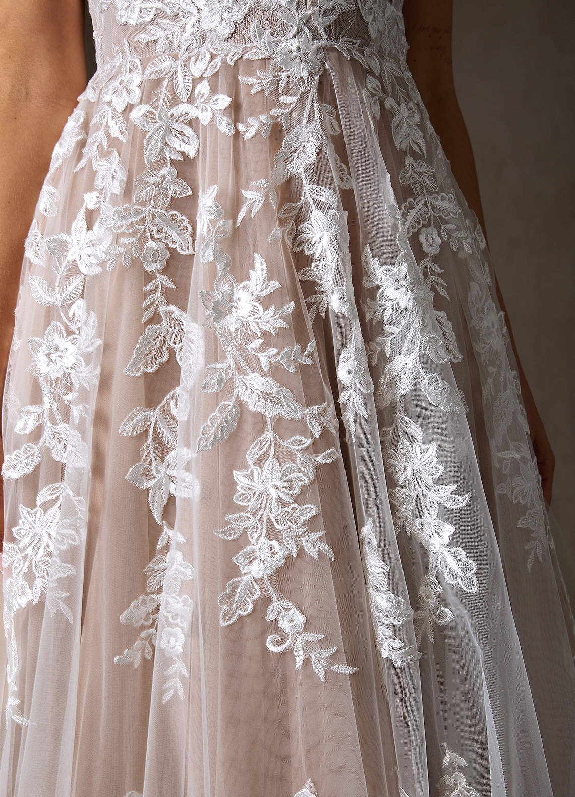 Azazie Sorella Wedding Dresses Diamond White Caramel A-Line V-Neck Sequins Tulle Dress image10