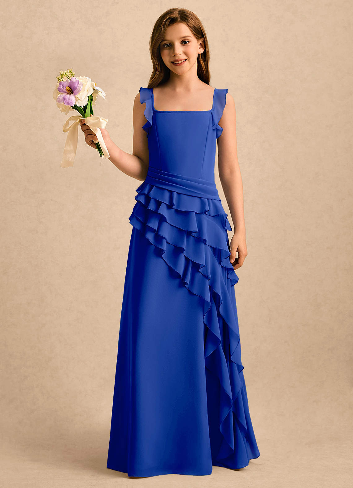 Azazie Lila Girls Formal Royal Blue A-Line Ruched Chiffon Dress | Azazie UK Azazie Lila Girls Formal Royal Blue A-Line Ruched Chiffon Dress | Azazie UK