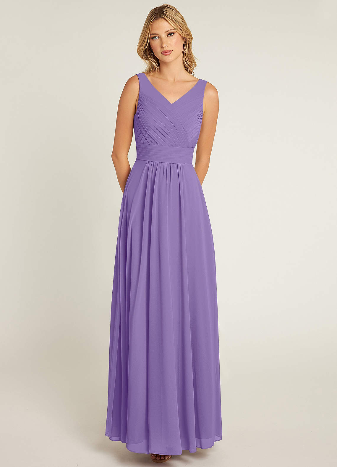 Azazie Pierrette Bridesmaid Dresses Tahiti A-Line Pleated Chiffon Dress image1