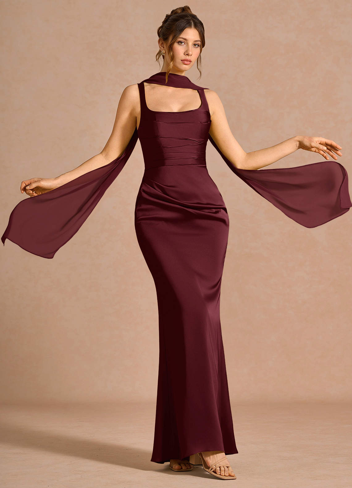 wine satin maxi dress Hadiya Wine Maxi Dress