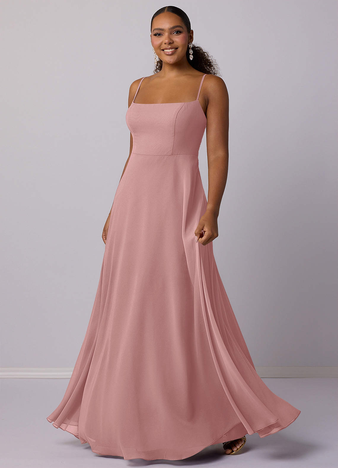 Barbie ♥ Azazie Bridesmaid Dresses Dusty Rose A-Line Chiffon Dress image4