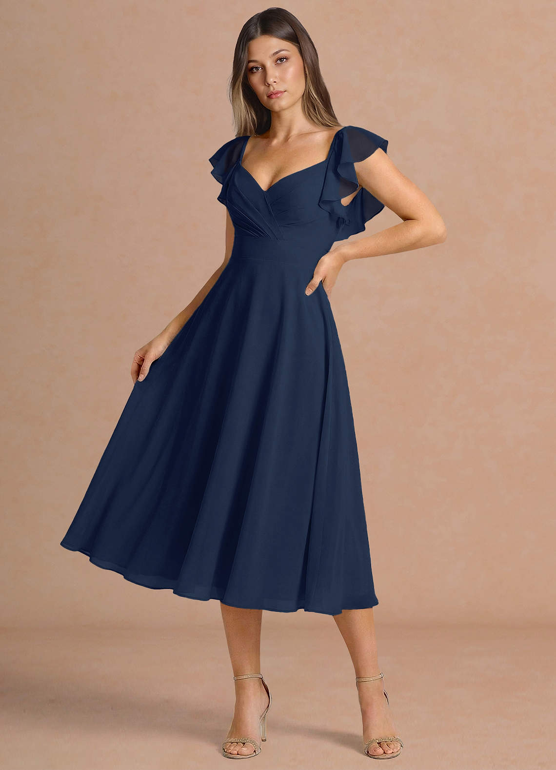 Leilani Navy Midi Dress | Azazie