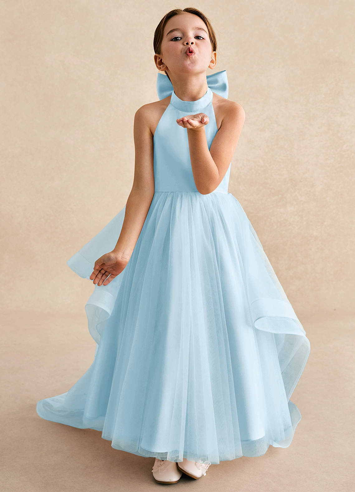 Azazie Bev Sky Blue A-Line Convertible Tulle Dress | Azazie