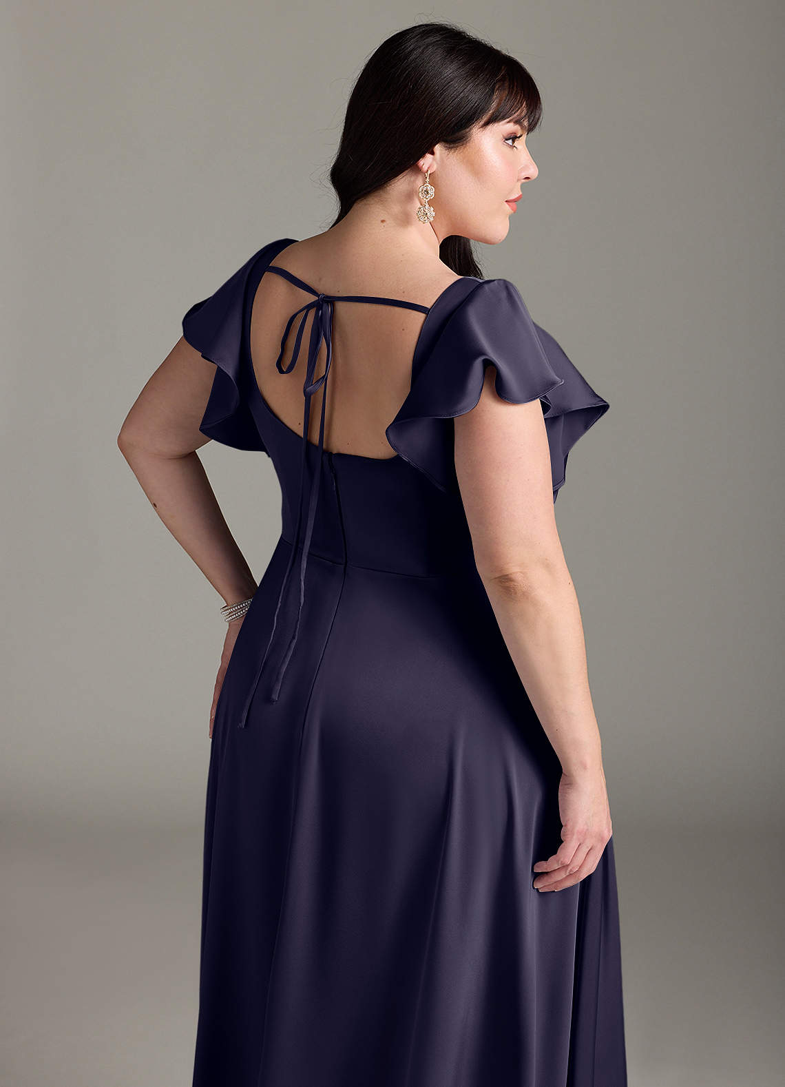 Azazie Bondi Bridesmaid Dresses Stormy A-Line Bow Stretch Satin Dress image16