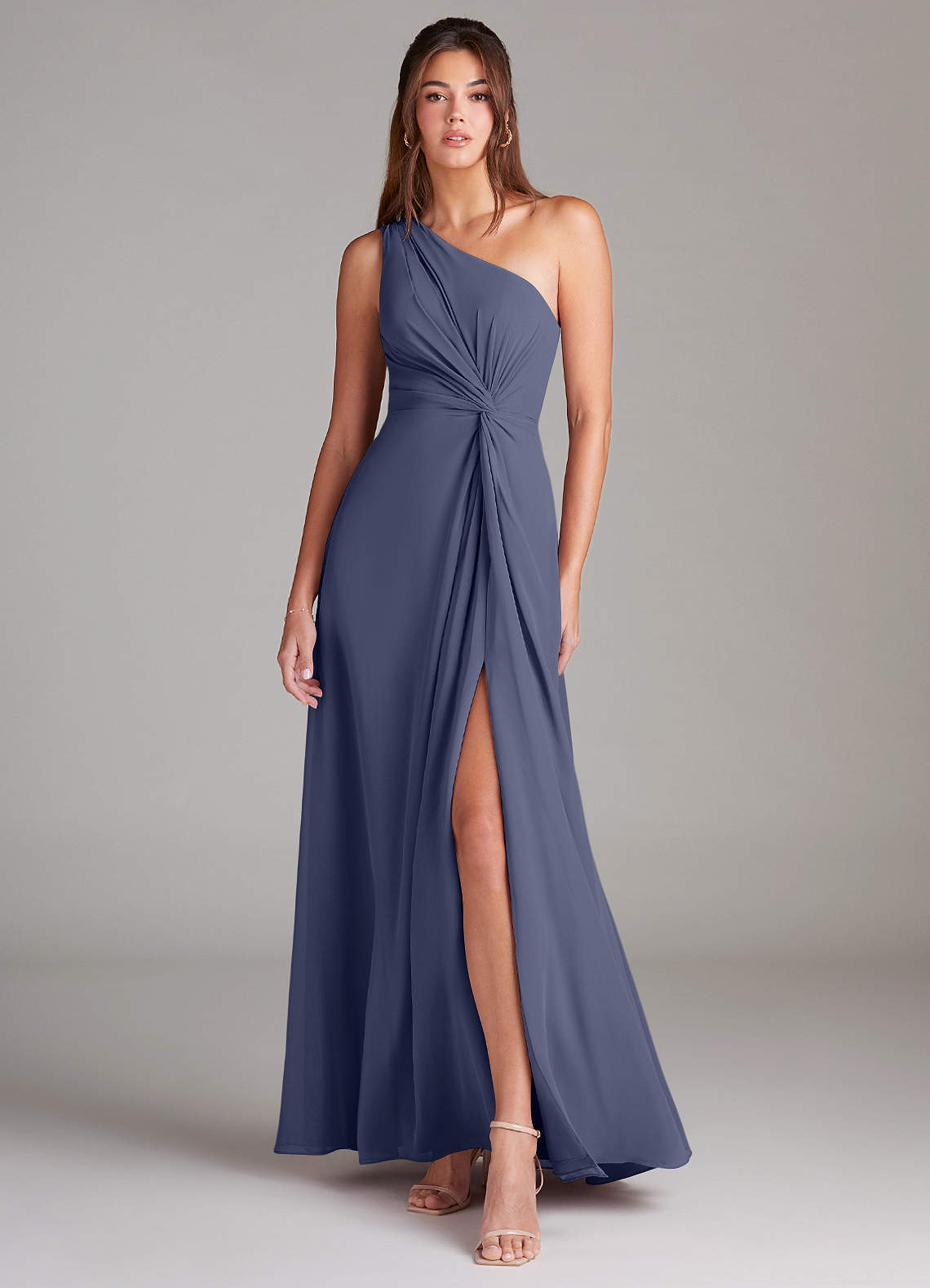 Azazie Brooke Bridesmaid Dresses Stormy A-Line One Shoulder Chiffon Dress image1