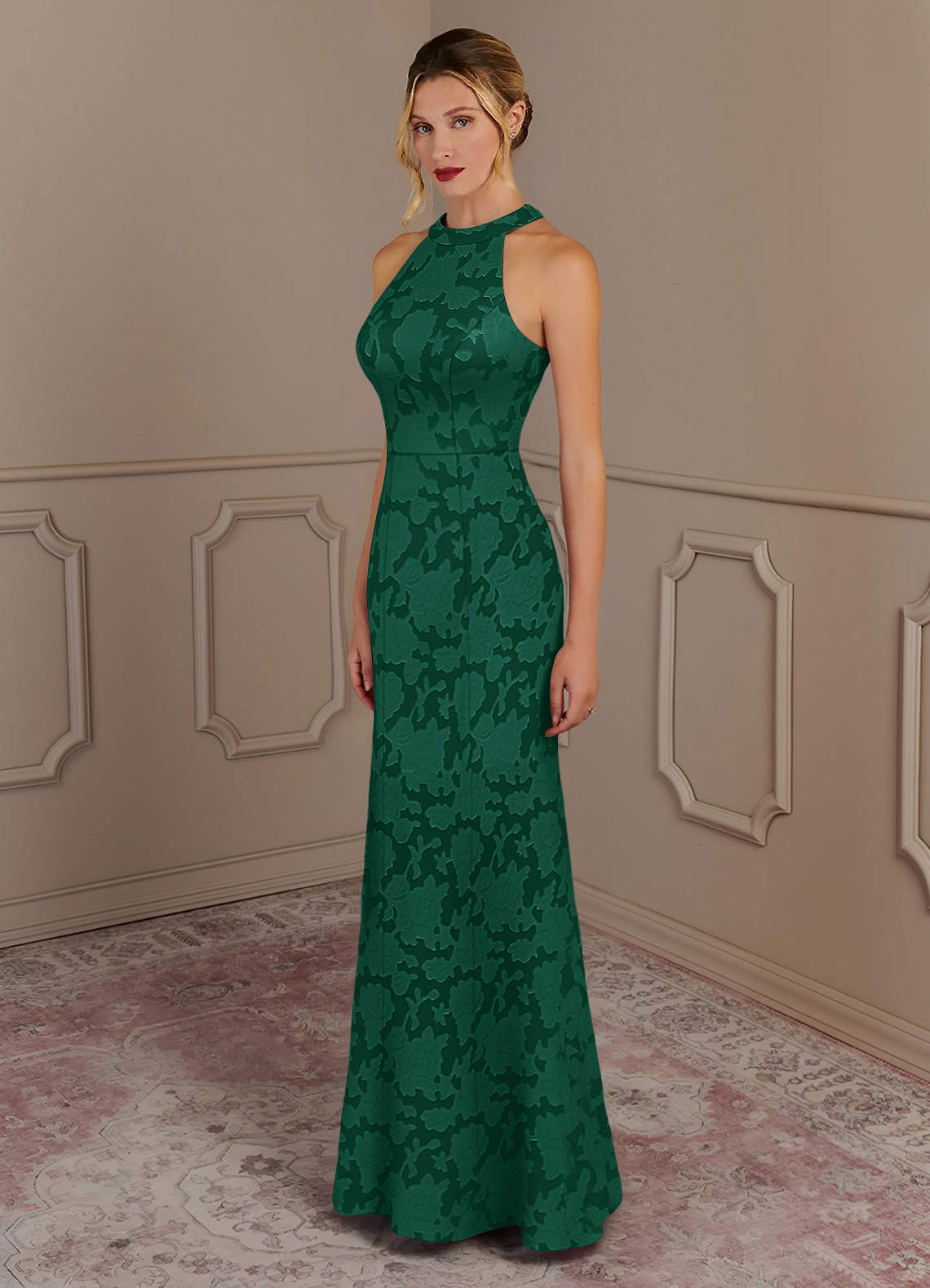 Azazie Tyra Emerald Mermaid Floral Burnout Dress | Azazie