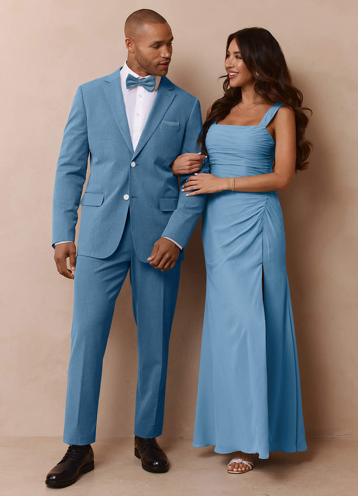 front James Steel Blue Structured Stretch Suit