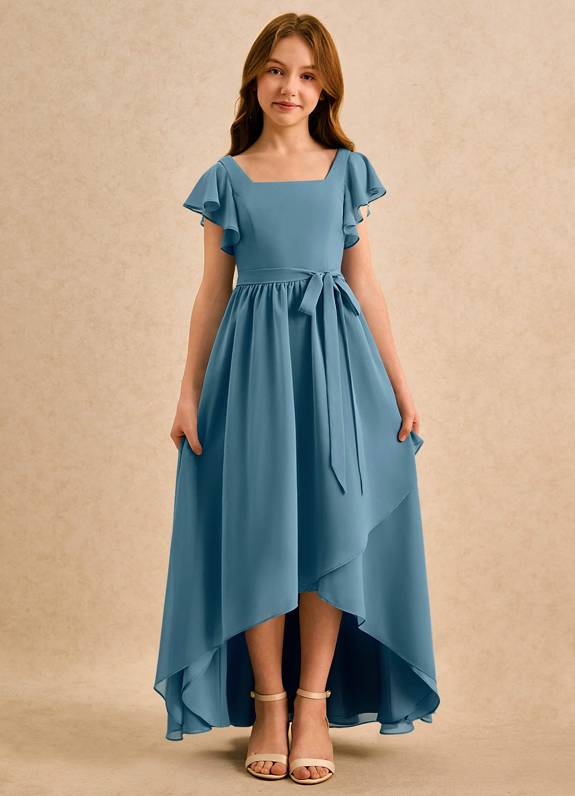 Azazie Milly Girls Formal Flower Girl Klänningar Klä A-Line i Chiffong Plisserad image4