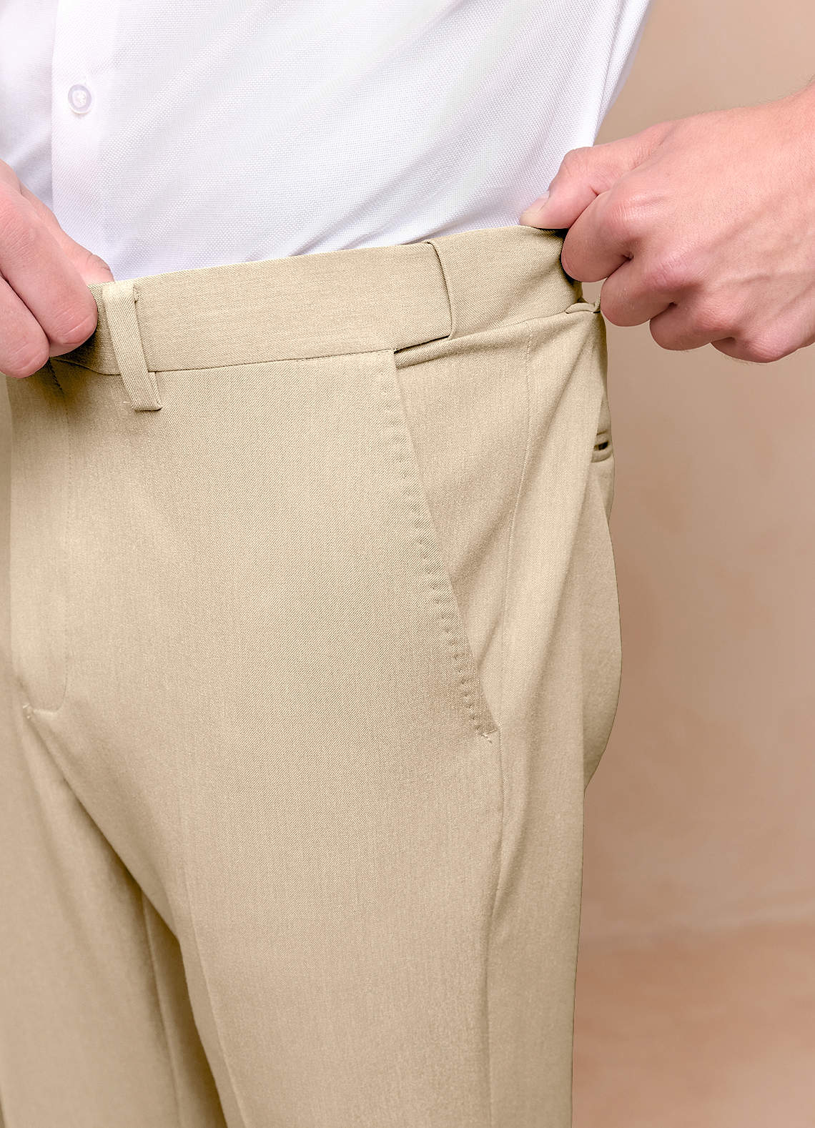 front James Champagne Structured Stretch Dress Pants