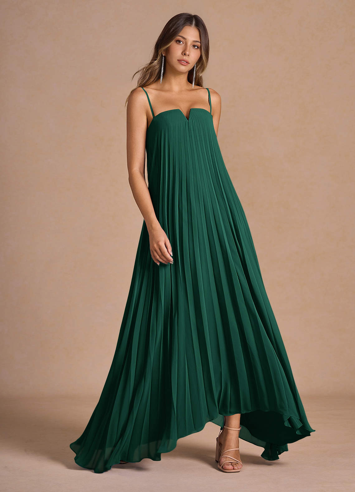 Nahla Emerald Allover Pleated Maxi Dress | Azazie Nahla Emerald Allover Pleated Maxi Dress | Azazie