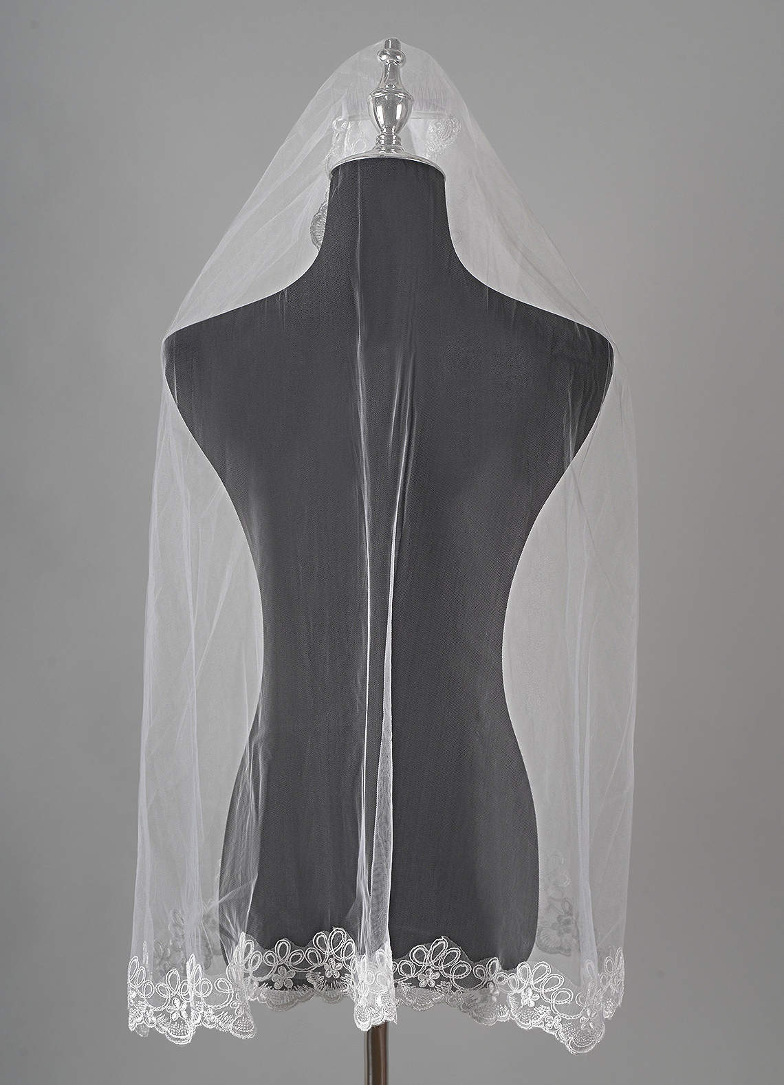 front Juliette Lace Waist Length Veil