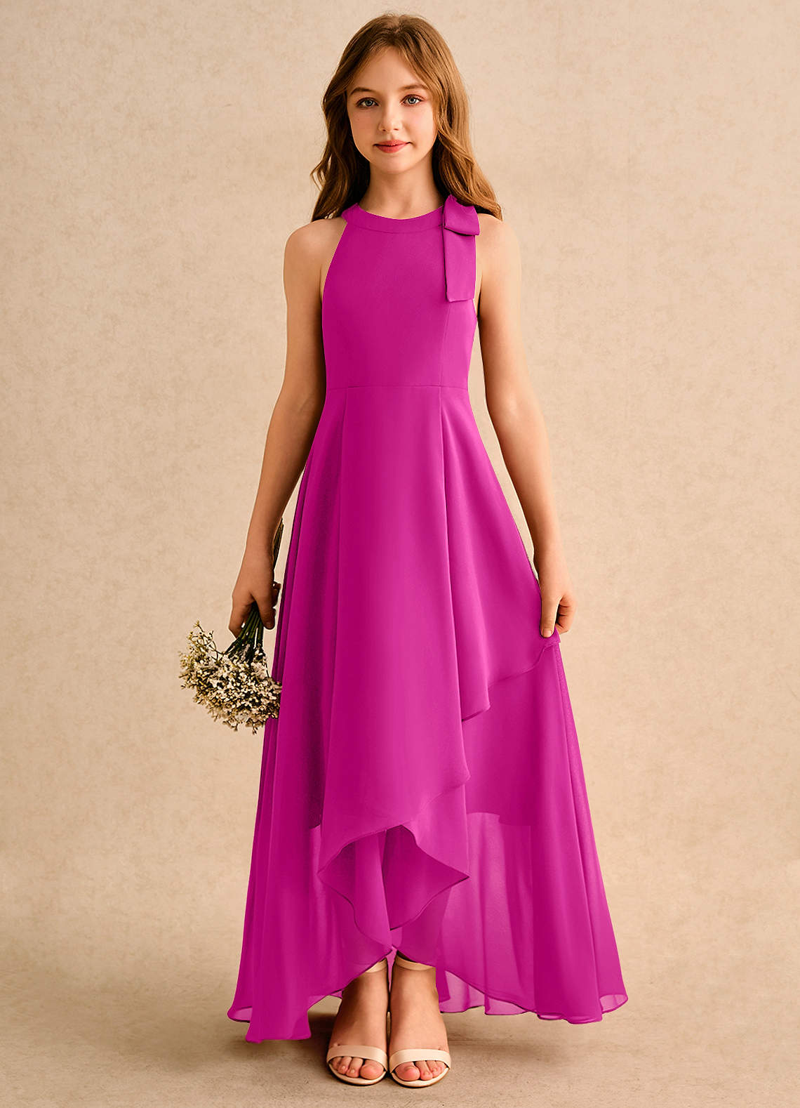 Azazie Boop Girls Formal Fuchsia A-Line Bow Chiffon Dress | Azazie Azazie Boop Girls Formal Fuchsia A-Line Bow Chiffon Dress | Azazie