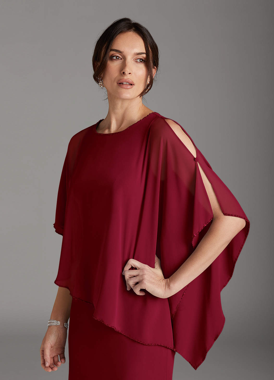 Azazie Sparrow Mother of the Bride Dresses Burgundy Sheath Sequins Chiffon Dress image5