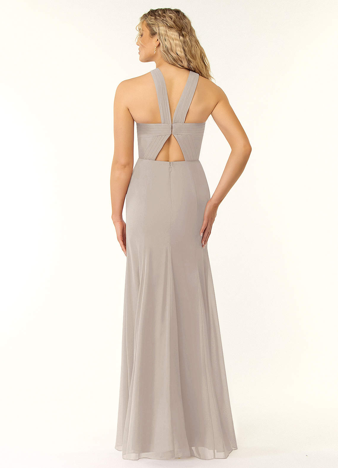 Azazie Rue Bridesmaid Dresses A-Line Halter Chiffon Floor-Length Dress image1