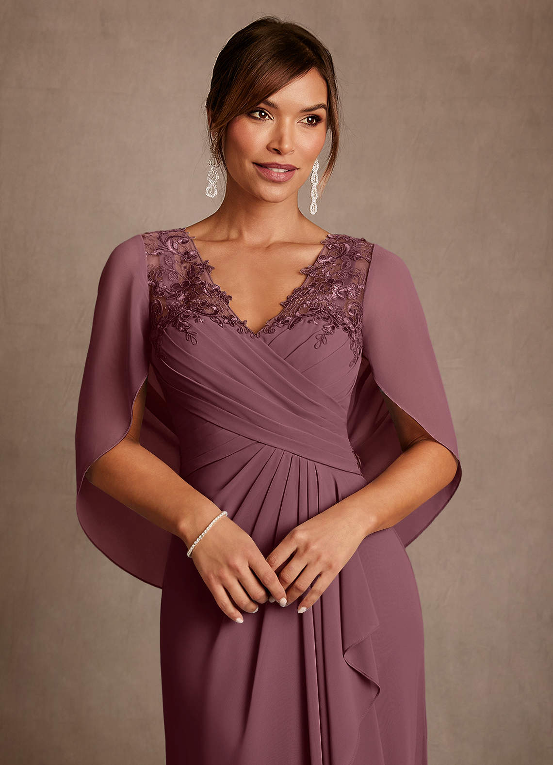 Azazie Santa Clara Mother of the Bride Dresses Sangria A-Line Lace Dress image4