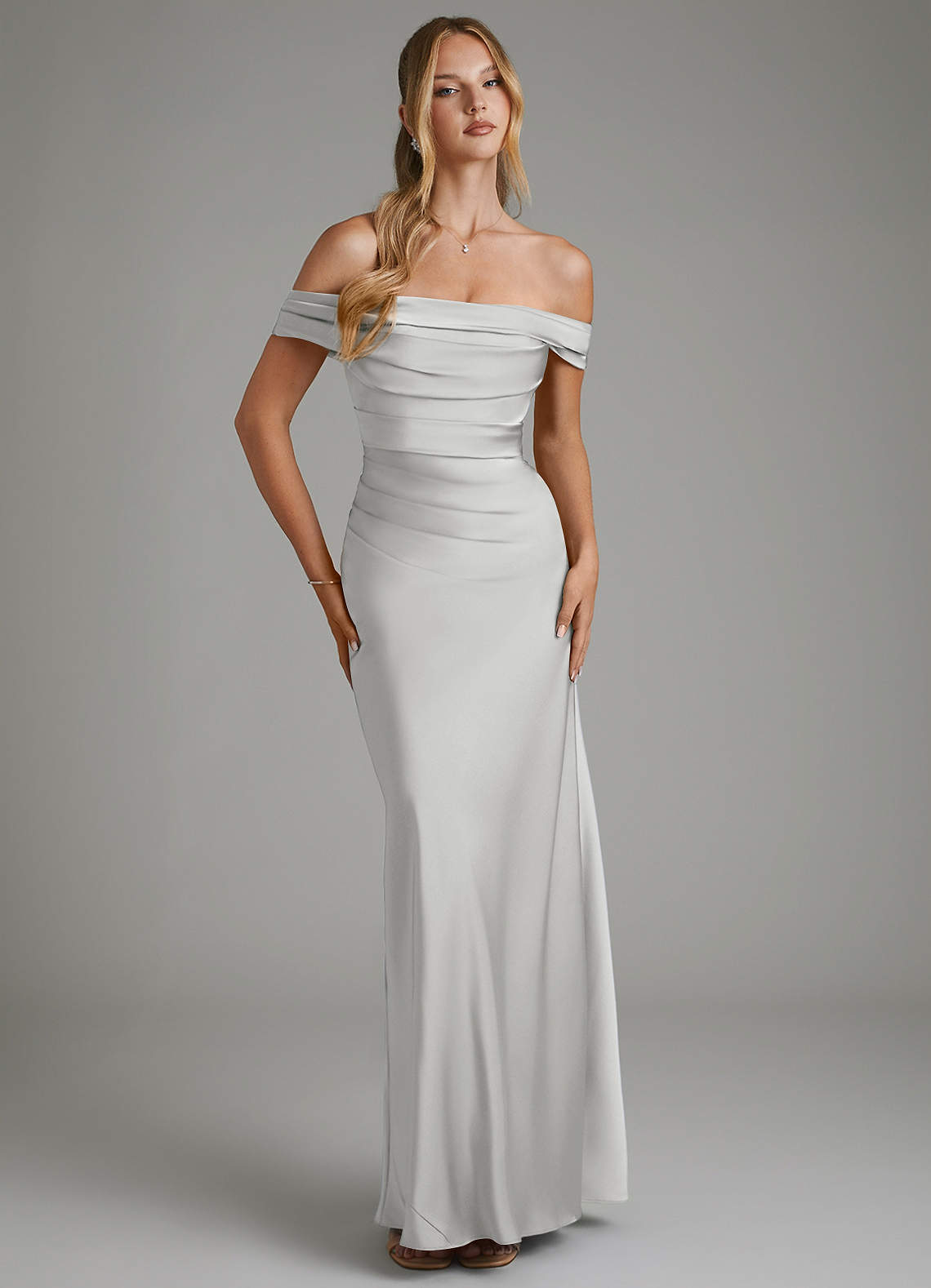 azazie silver bridesmaid dress Mermaid Off The Shoulder Floor-Length Stretch Satin Dresses and removable pleated off SCH007593_LIL_S Rue 21 Black Dress Size:US 11.5-12 / UK 11