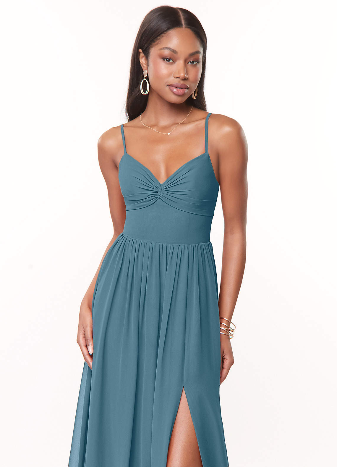 Azazie Zeya Bridesmaid Dresses Bermuda A-Line V-Neck Pleated Chiffon Dress image4