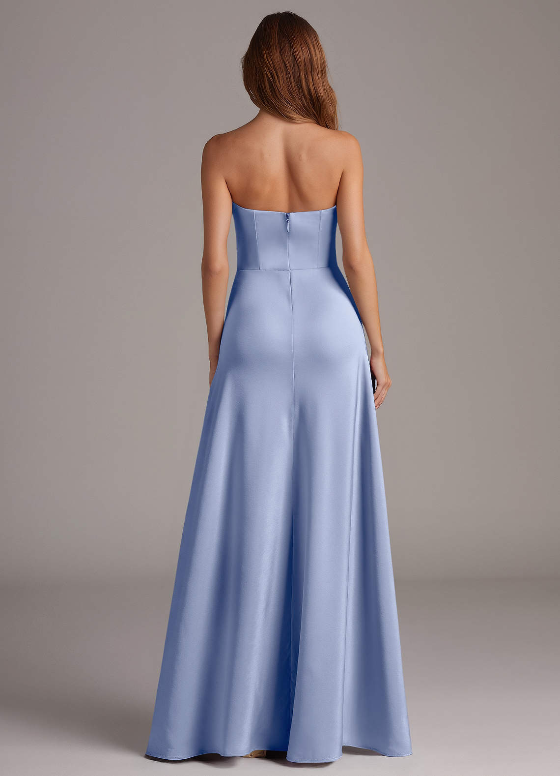 Azazie Wren Vestidos de damas de honor Vestido de Hielo de Satén Elástico de Corte en A Convertible con Sin tirantes image4